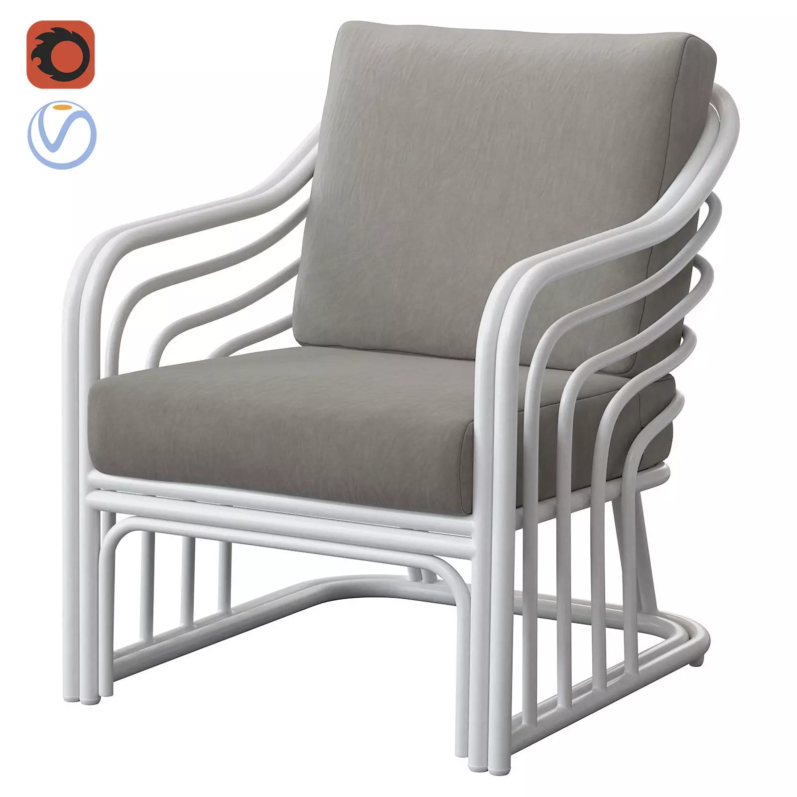 Belgravia Outdoor White Chair 3D model_0