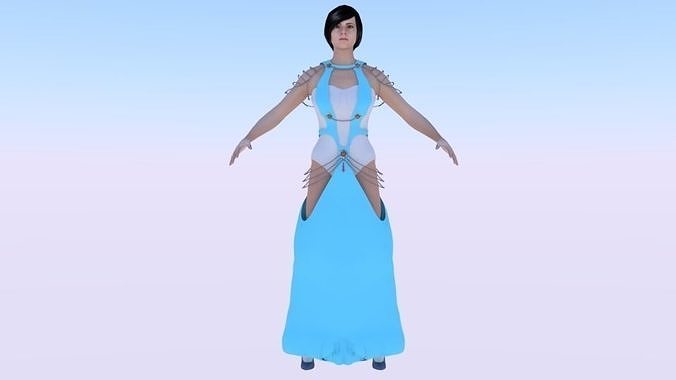 Woman in a Dress 051 Low-poly 3D model