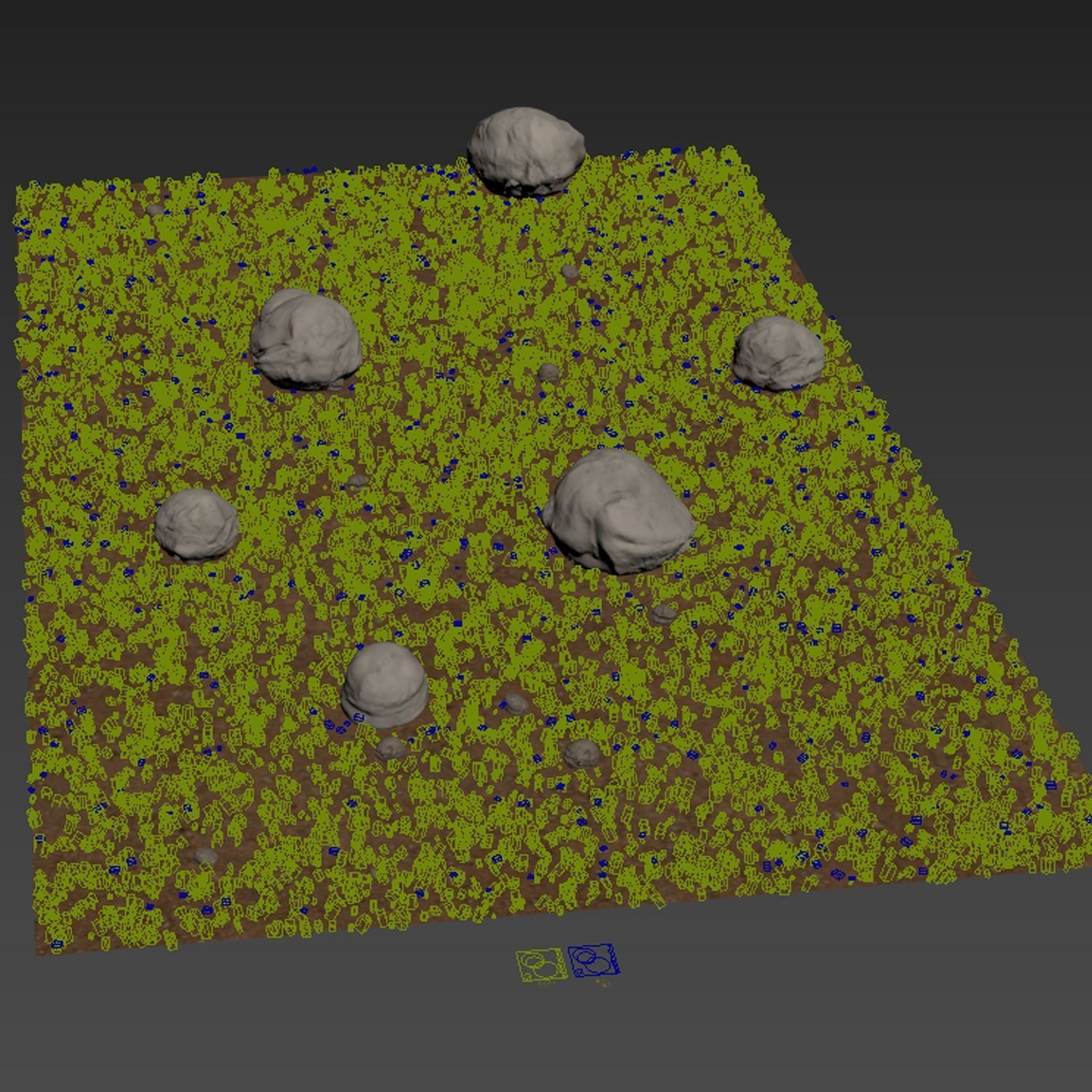 Grass Rocky Park Summer 3D model_4