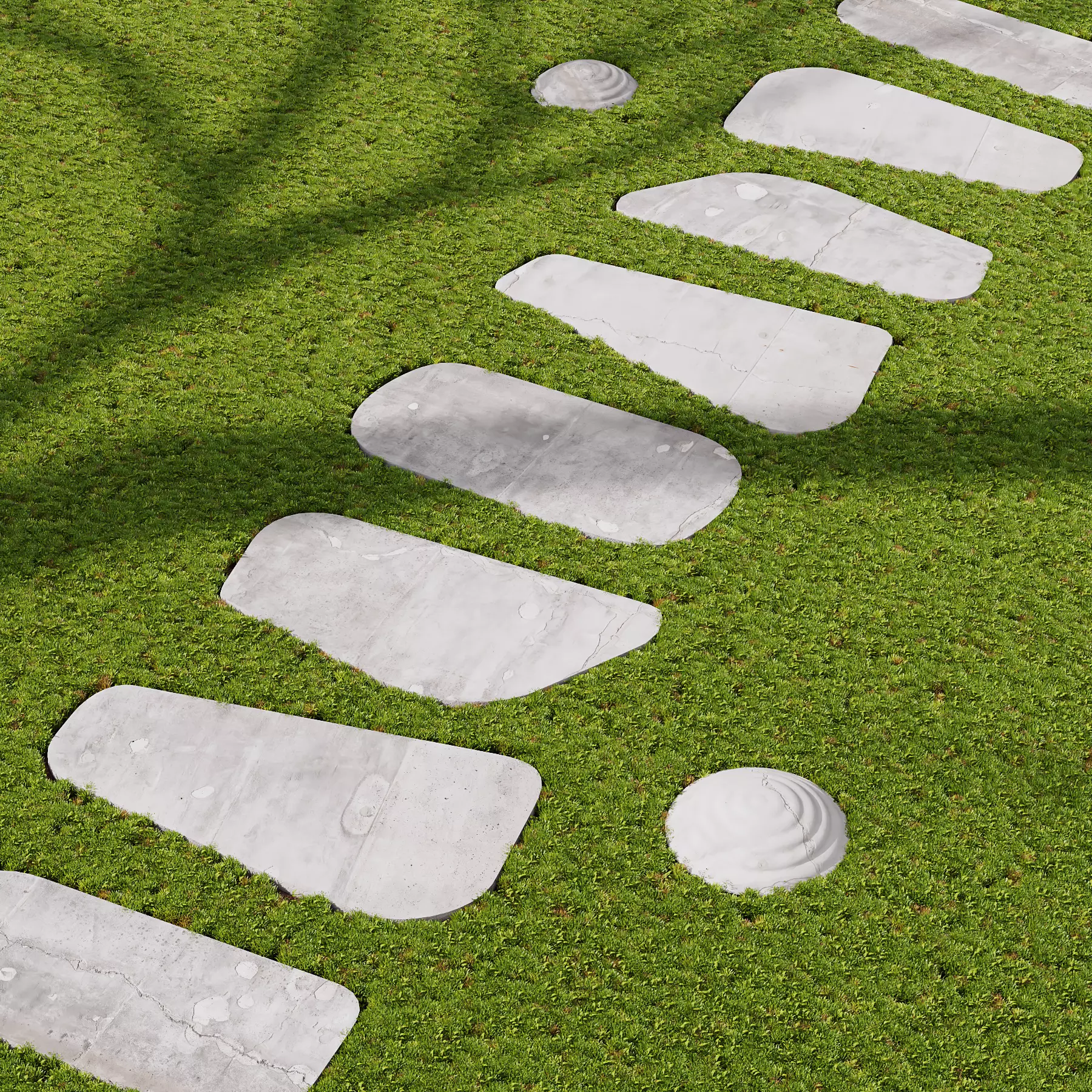 Grass Stone Path Walk Run Garden 3D model_0
