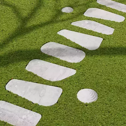 Grass Stone Path Walk Run Garden 3D model