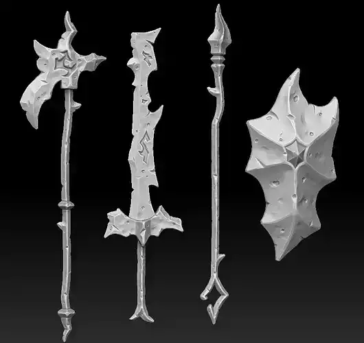 Stylized undead weapons 3d print 3D print model