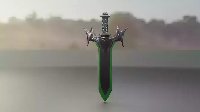 green sword stylized Low-poly 3D model