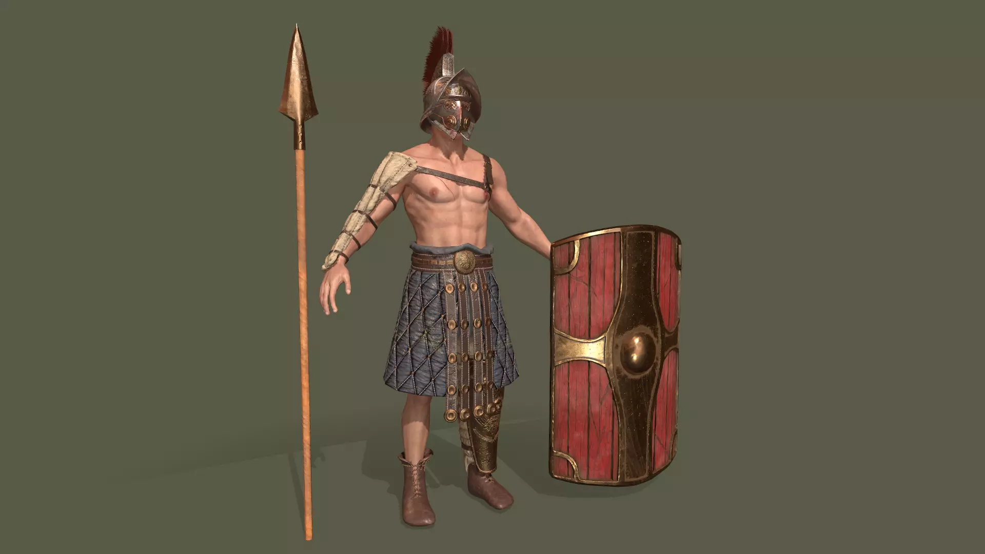 Gladiator Low-poly 3D model_0