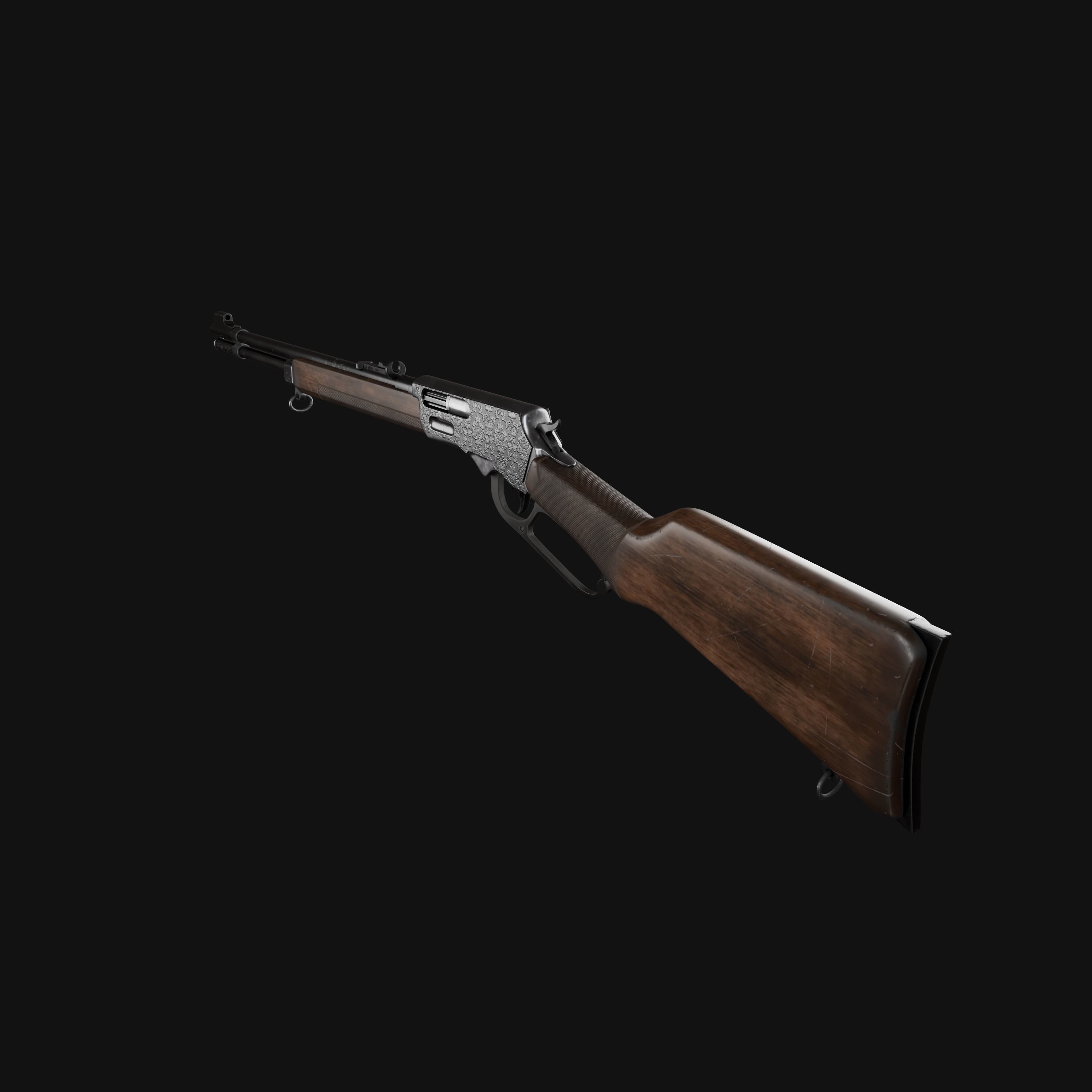 Lever Action Rifle Low-poly 3D model_11