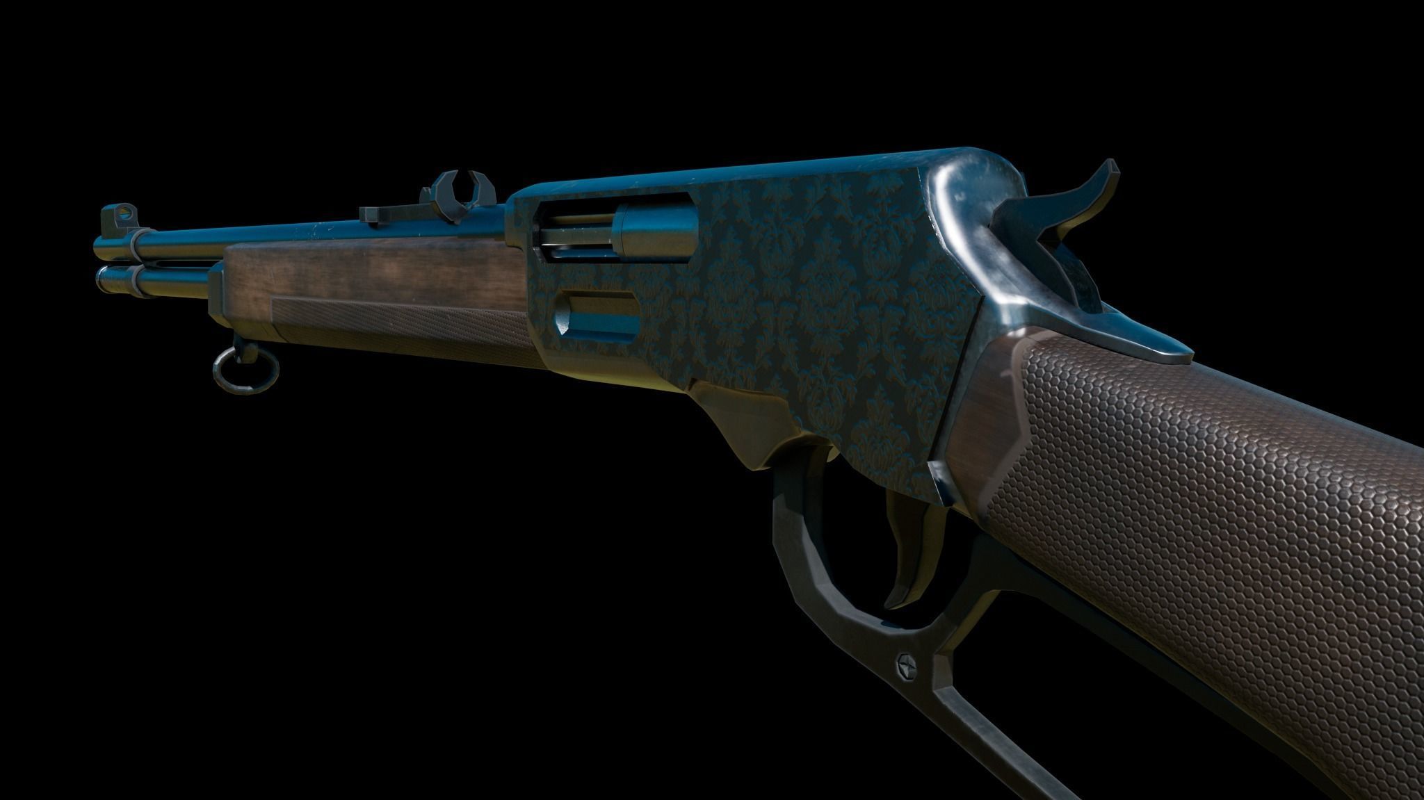 Lever Action Rifle Low-poly 3D model_7