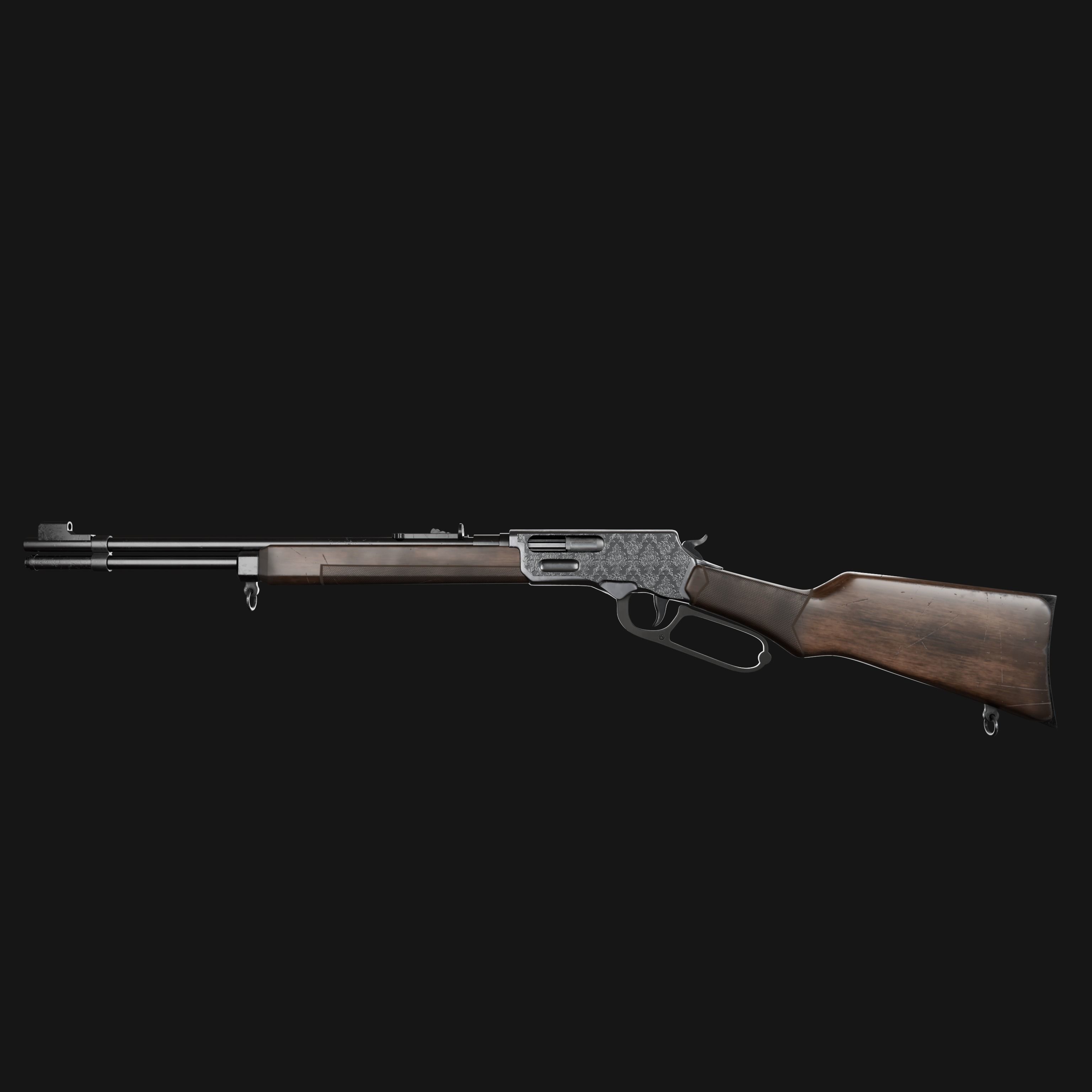 Lever Action Rifle Low-poly 3D model_9