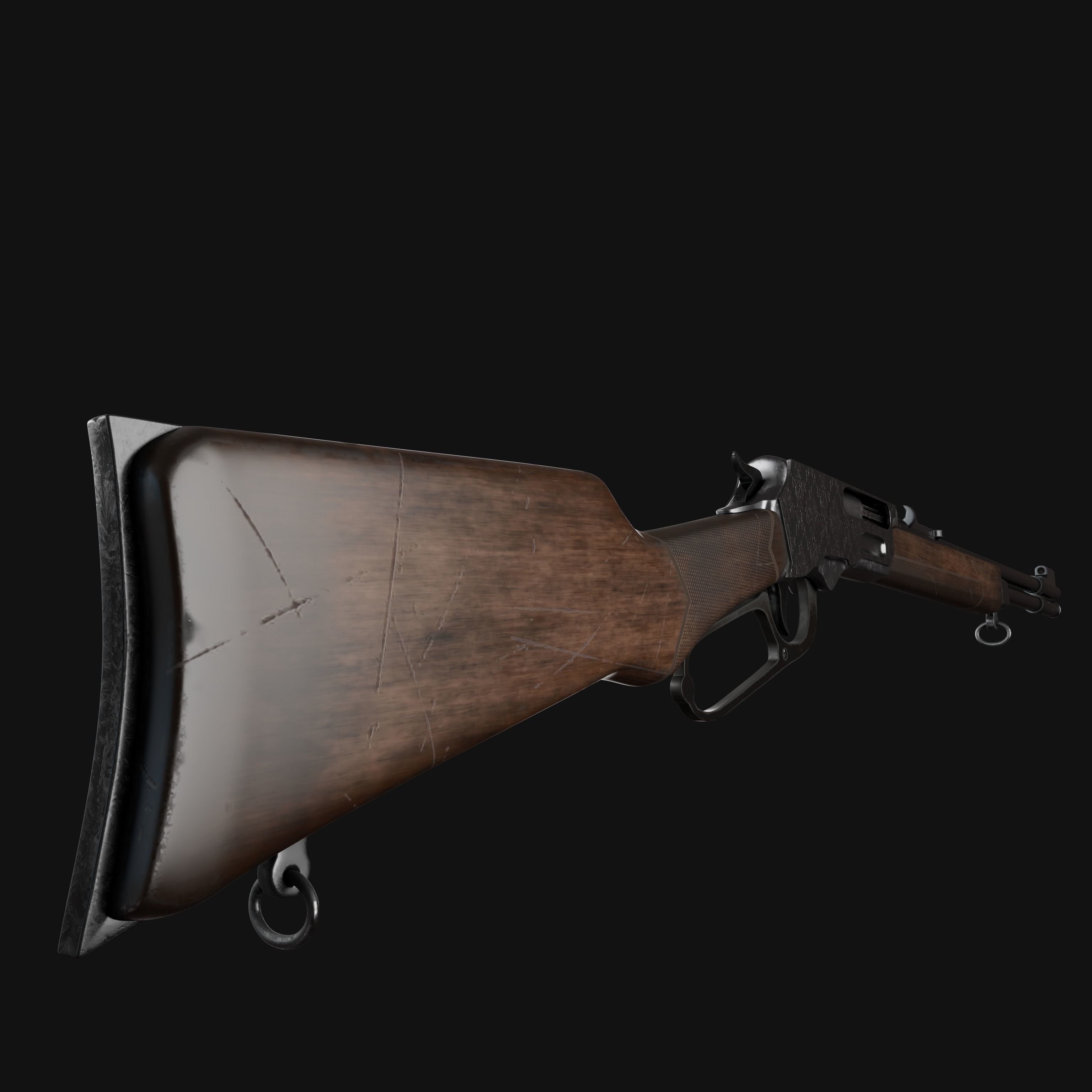 Lever Action Rifle Low-poly 3D model_8