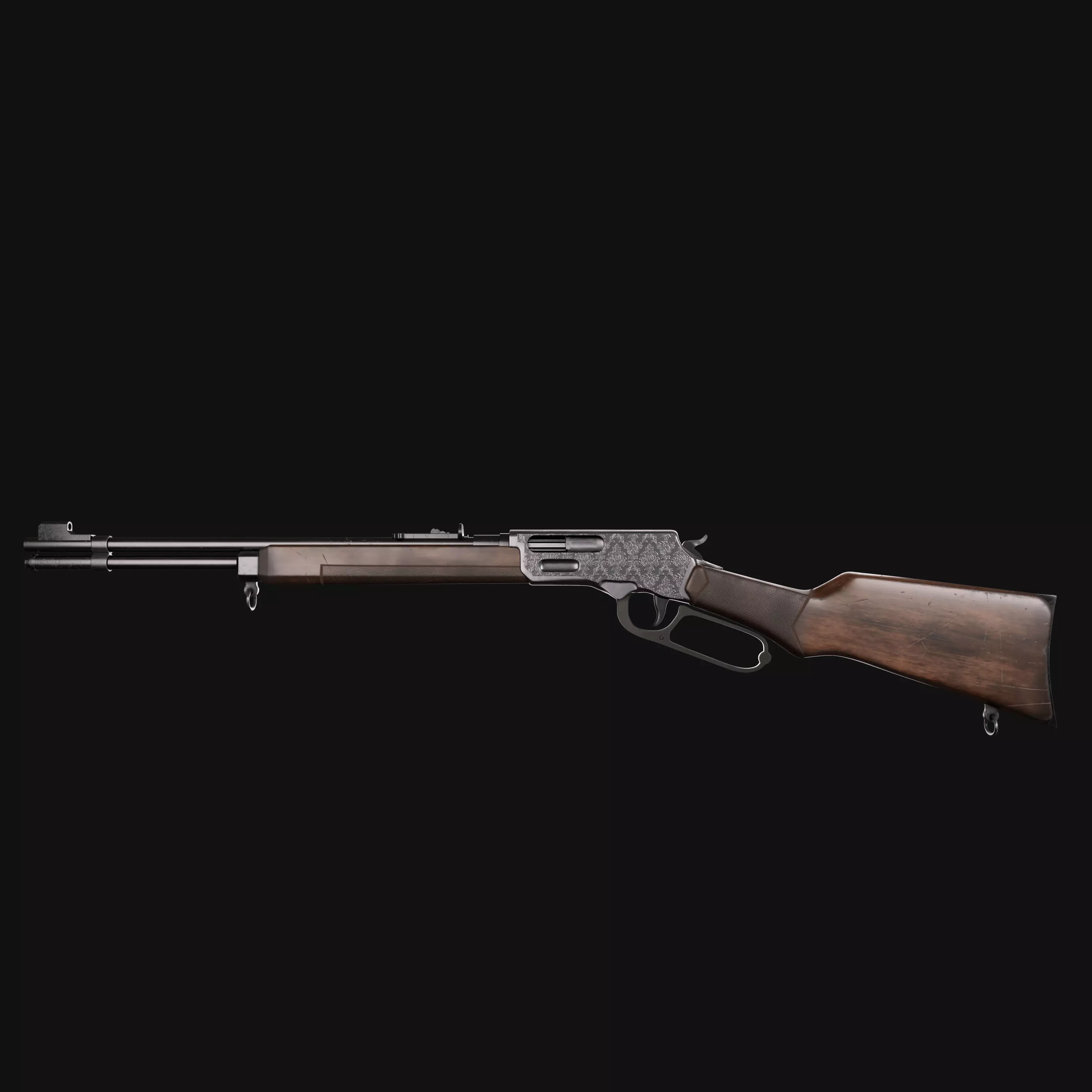 Lever Action Rifle Low-poly 3D model_0