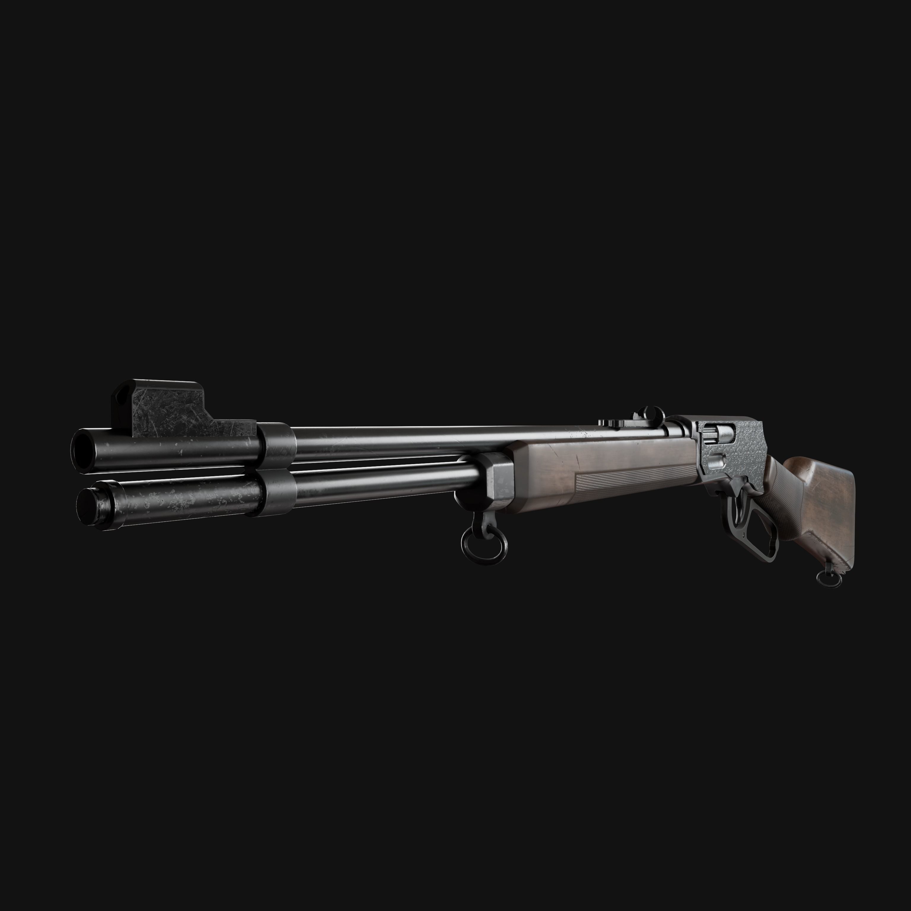 Lever Action Rifle Low-poly 3D model_4