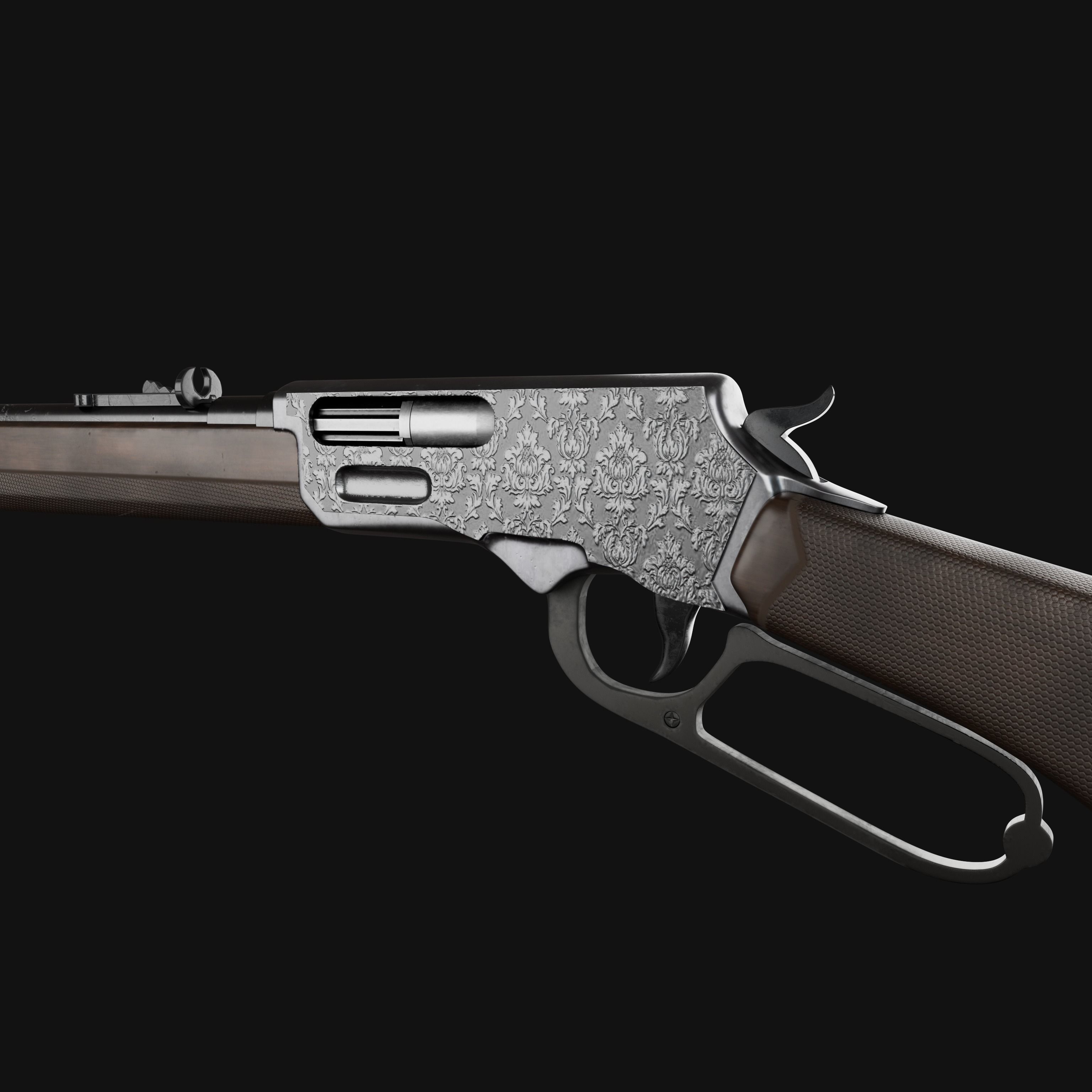 Lever Action Rifle Low-poly 3D model_10