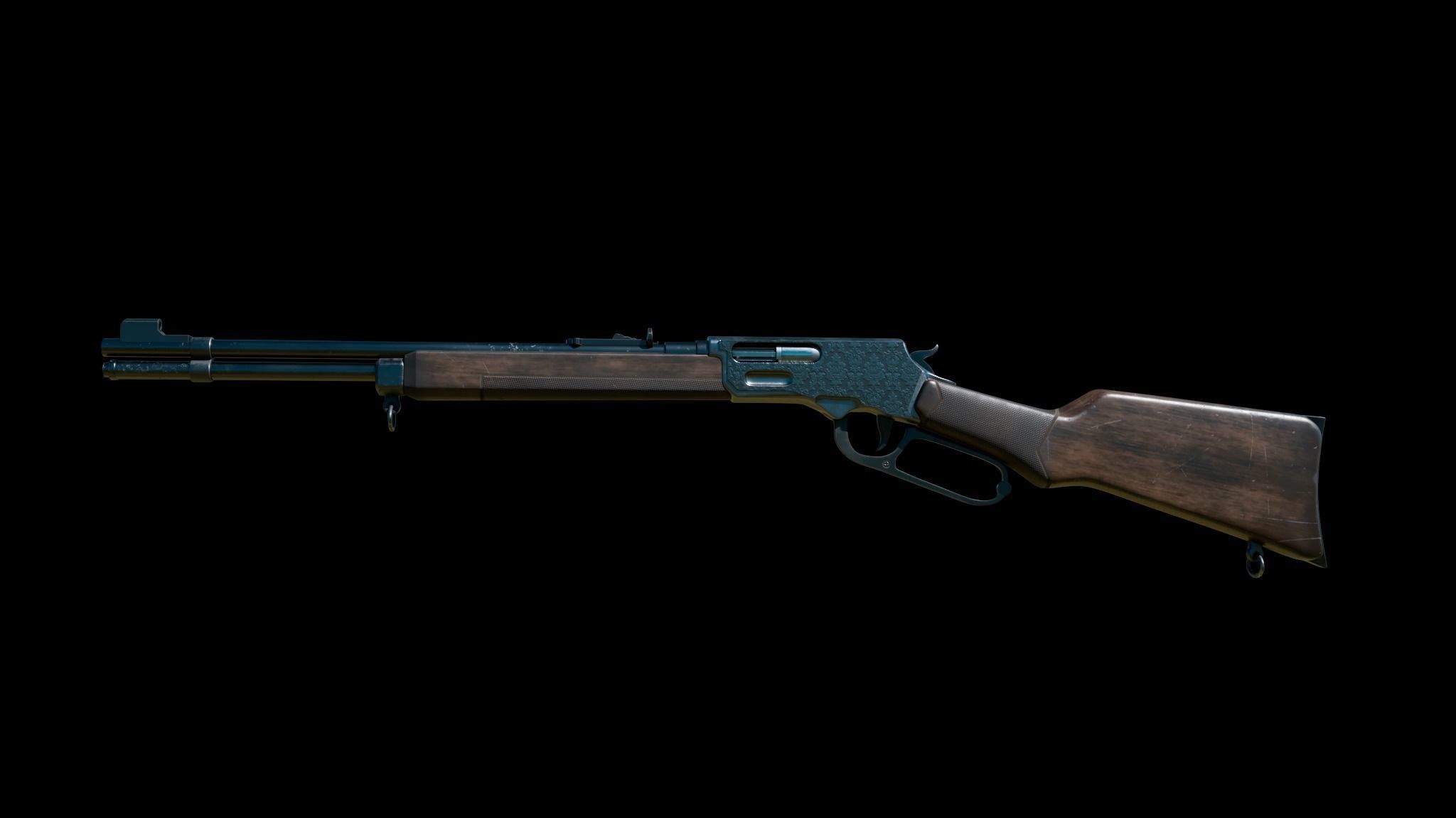 Lever Action Rifle Low-poly 3D model_2