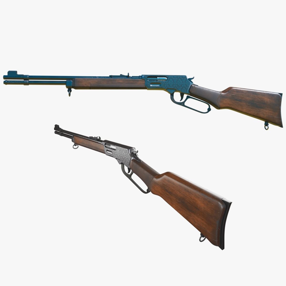 Lever Action Rifle Low-poly 3D model_1