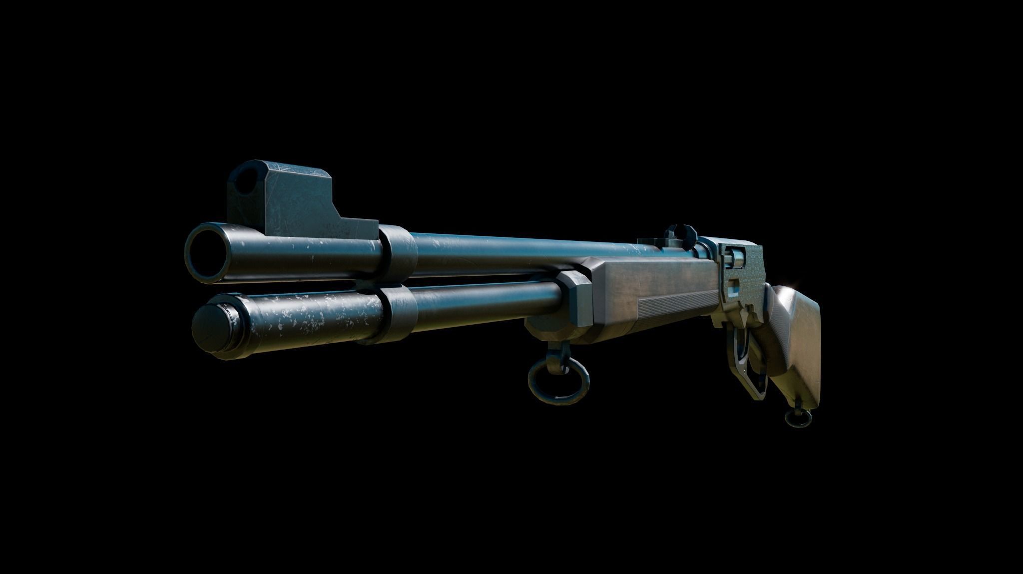 Lever Action Rifle Low-poly 3D model_6