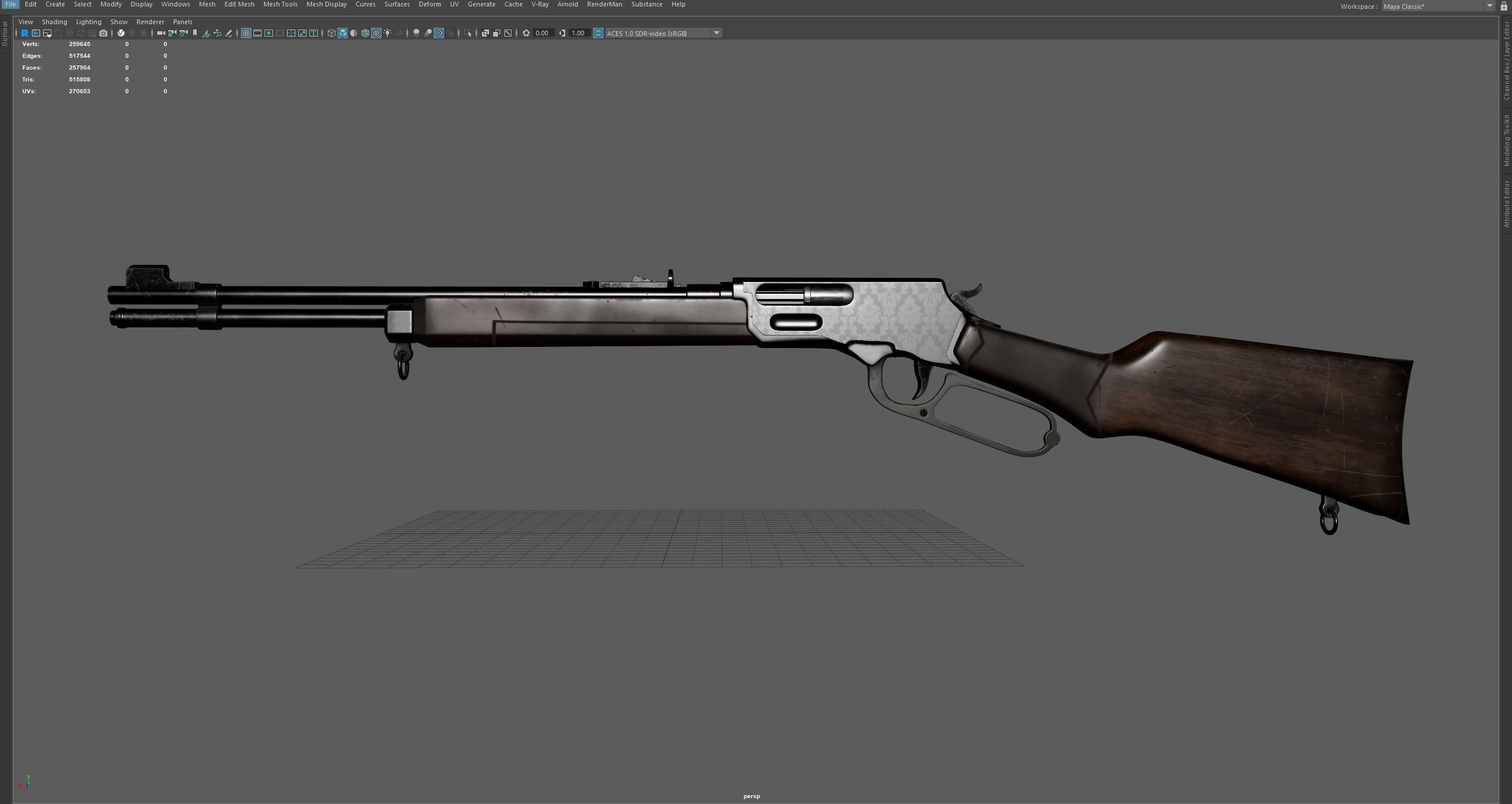 Lever Action Rifle Low-poly 3D model_15