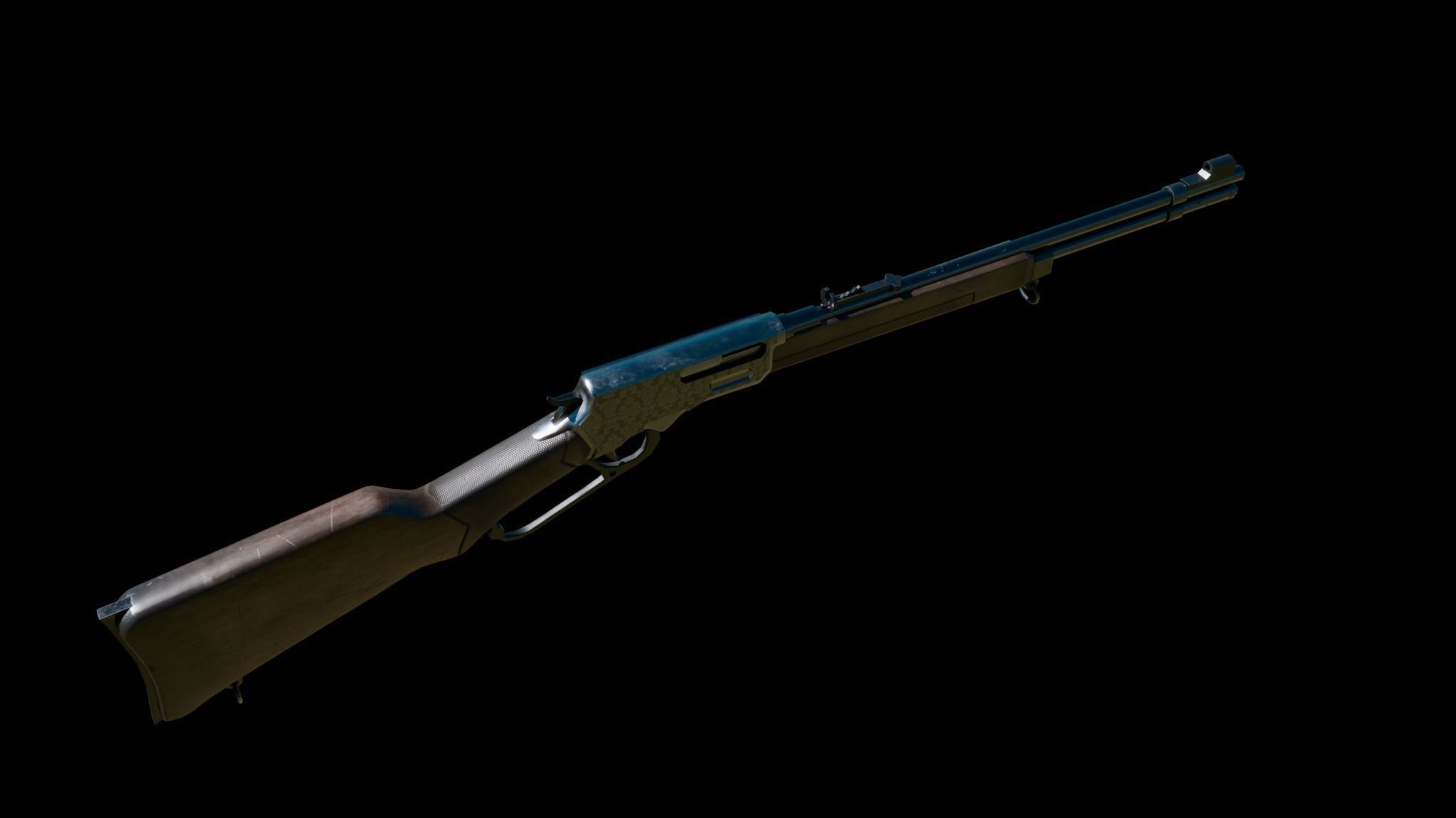 Lever Action Rifle Low-poly 3D model_3