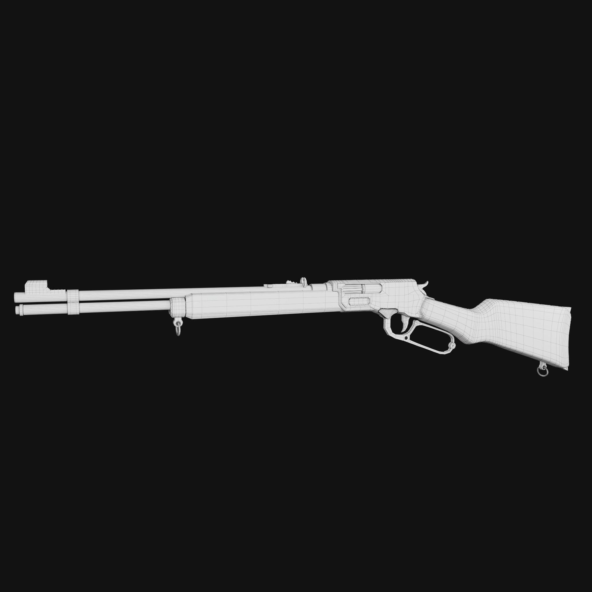 Lever Action Rifle Low-poly 3D model_12