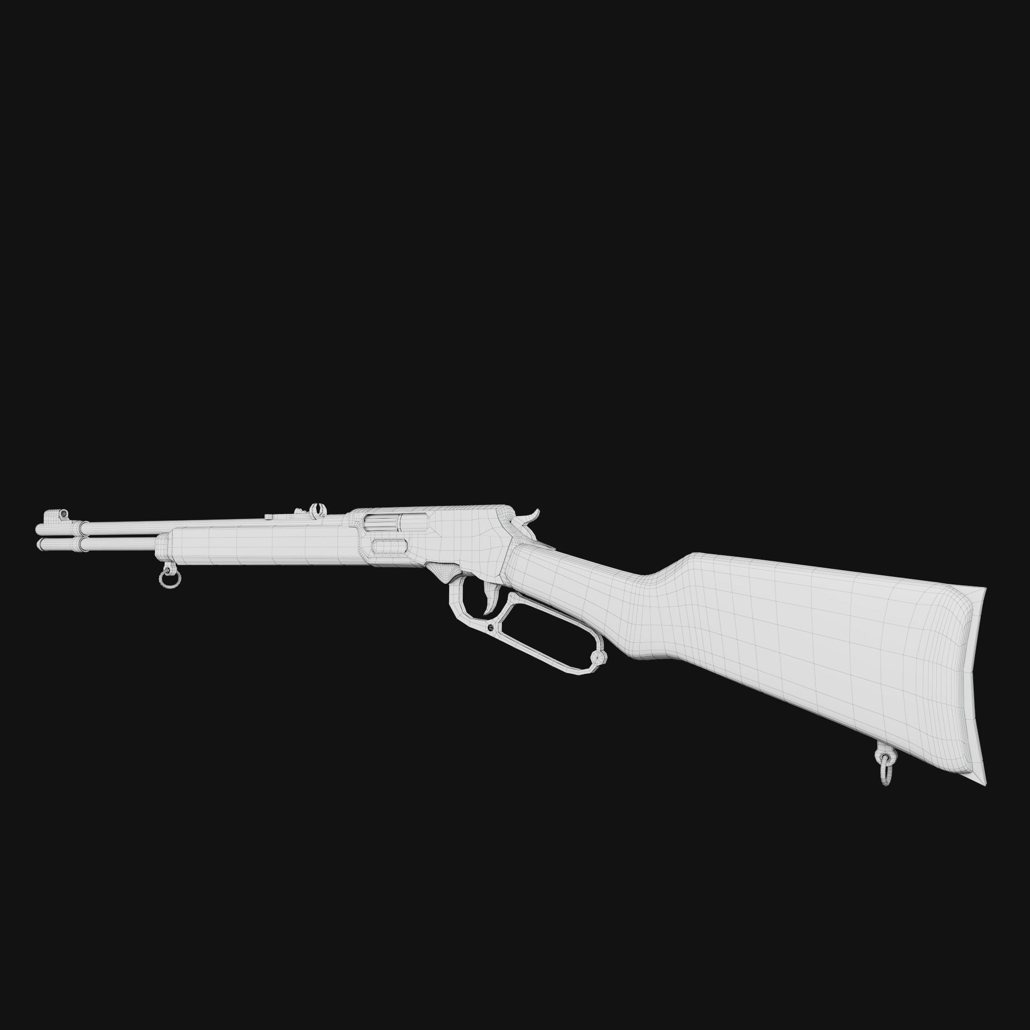 Lever Action Rifle Low-poly 3D model_13