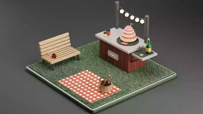 Birthday party isometric environment
