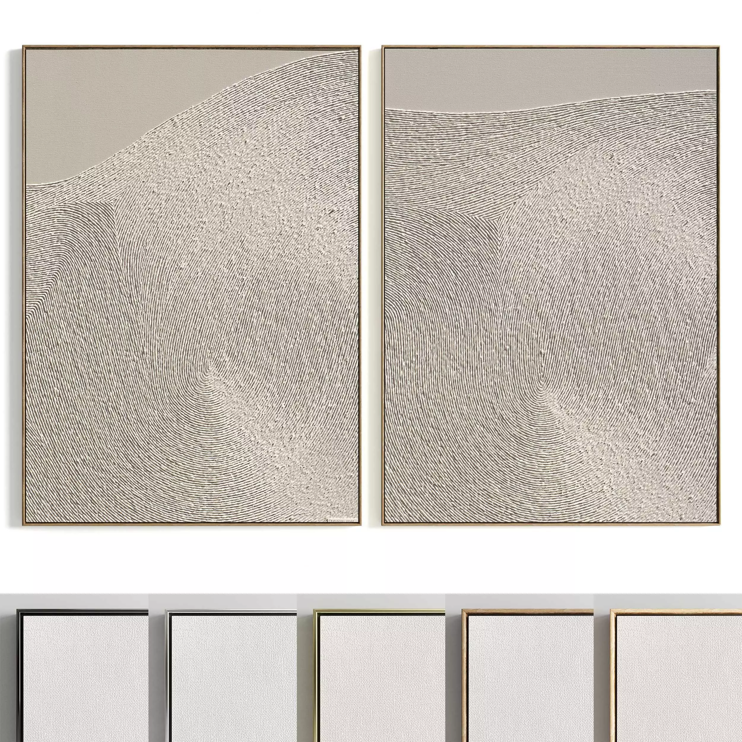 Plaster Two Photo Frame 317 Low-poly 3D model_0