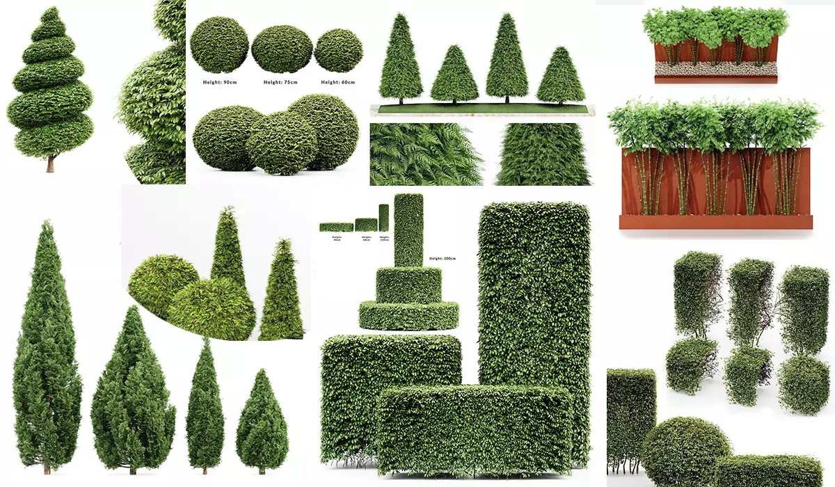 9 Different SETS of Bush Tree  SET VOL01 3D Model Collection_0