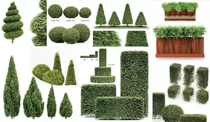 9 Different SETS of Bush Tree  SET VOL01 3D Model Collection