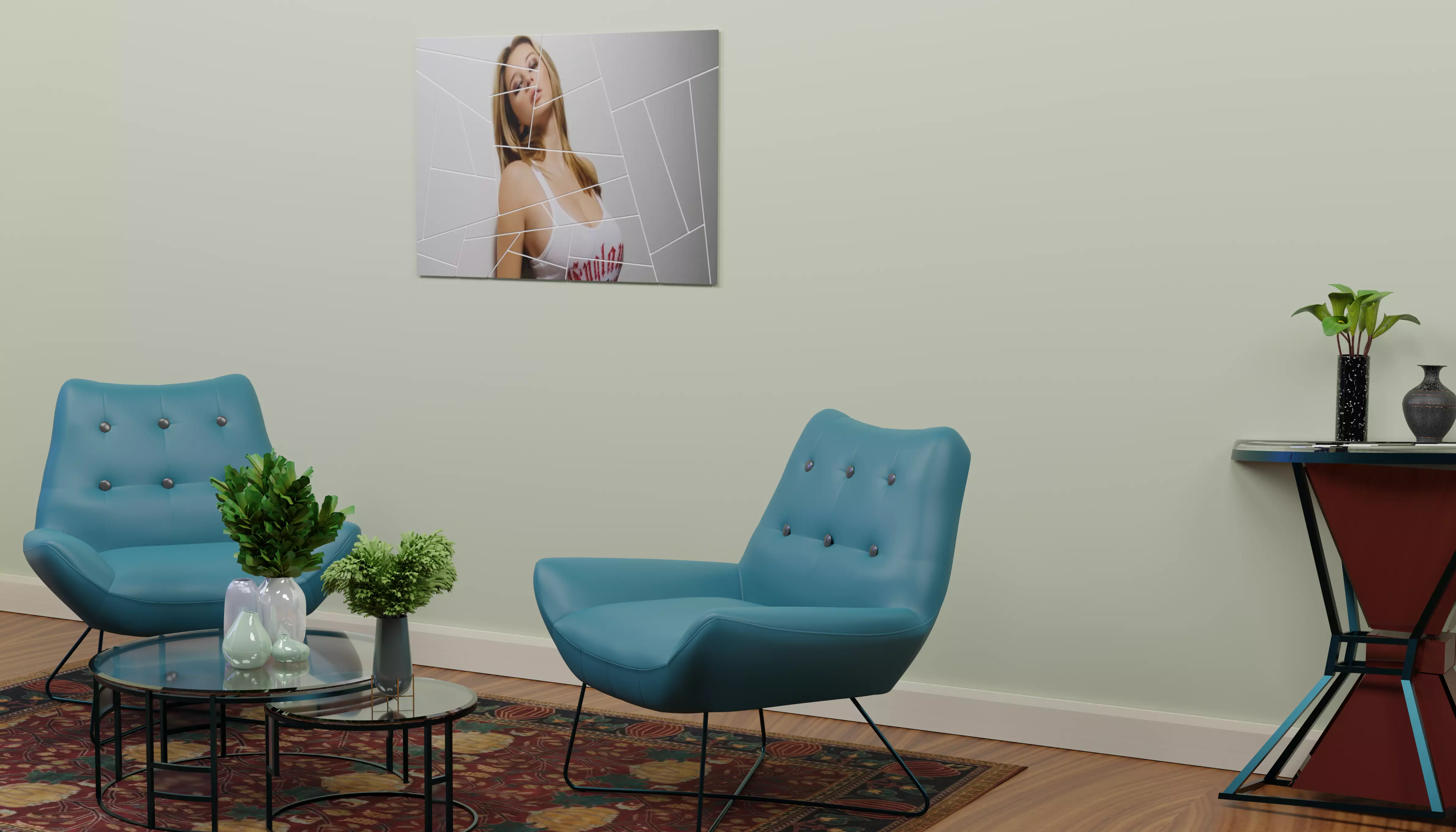 Livingroom and  interior scene 3D model 3D model_0