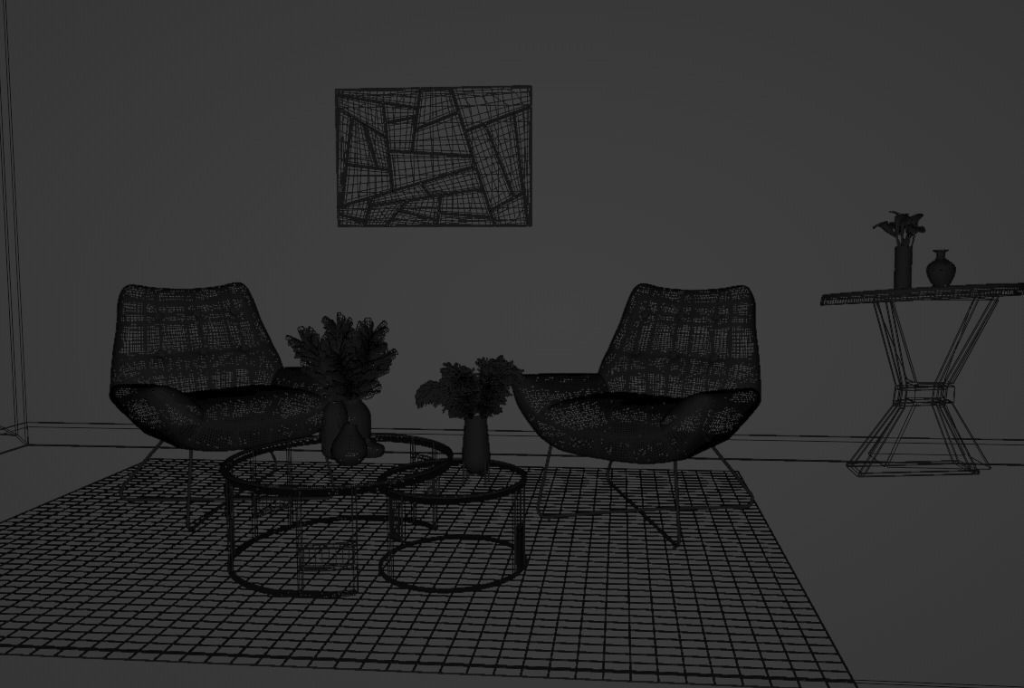 Livingroom and  interior scene 3D model 3D model_7