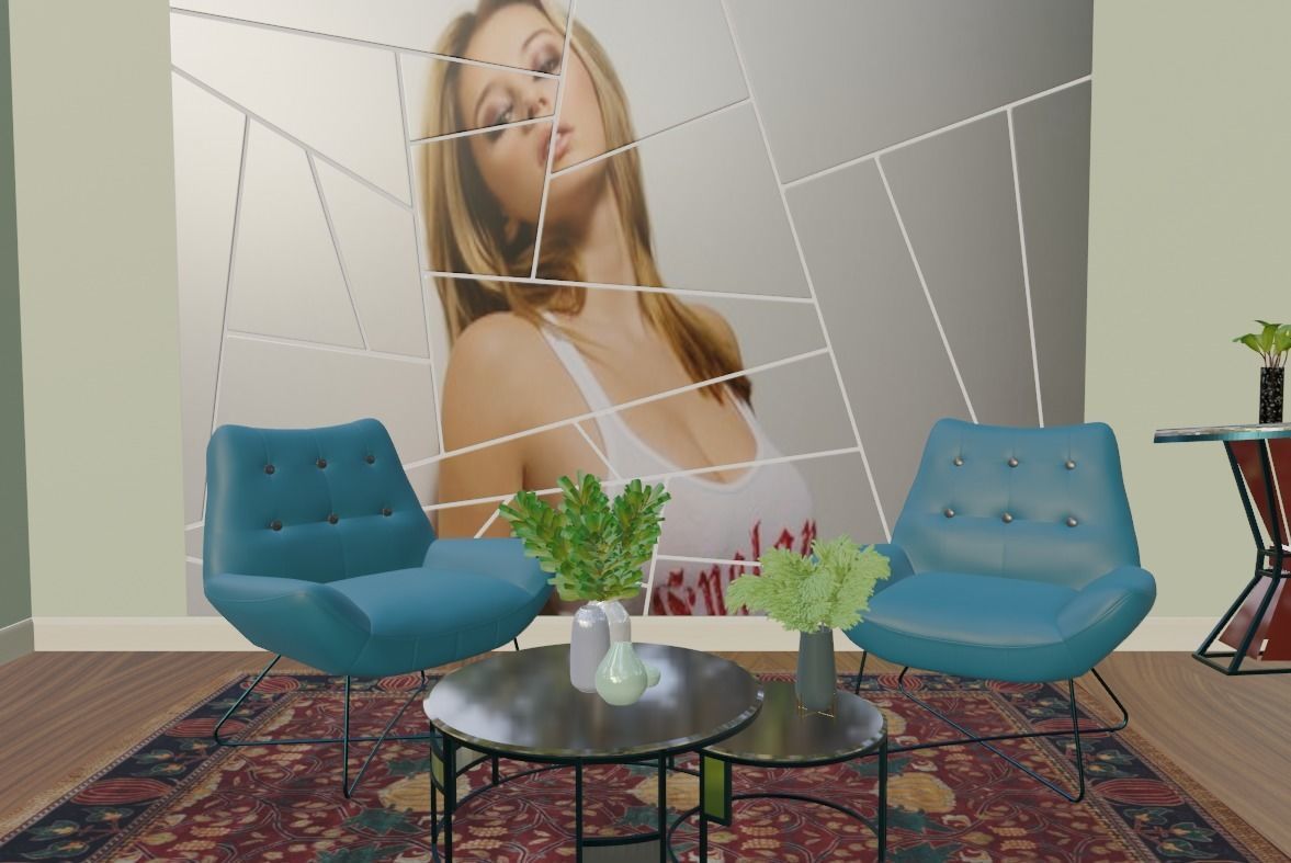 Livingroom and  interior scene 3D model 3D model_4