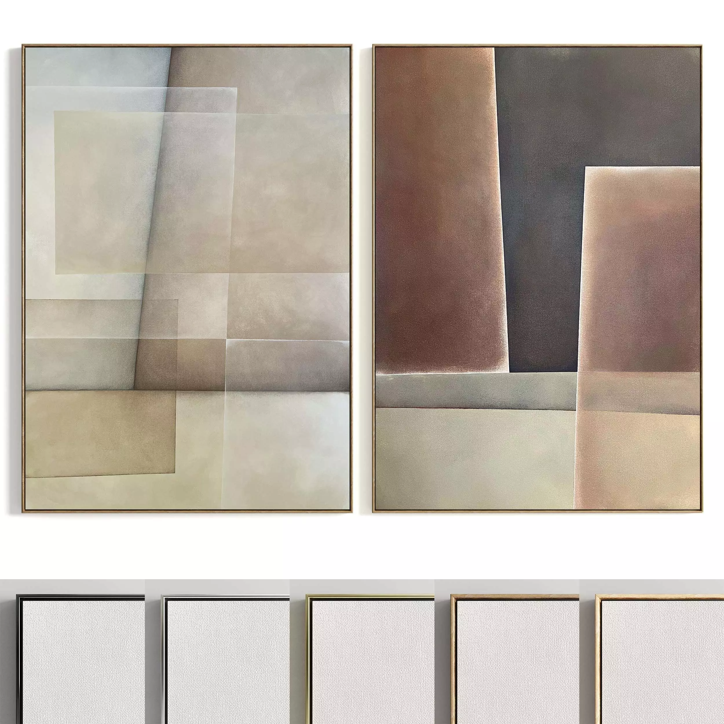 Plaster Two Photo Frame 326 Low-poly 3D model_0