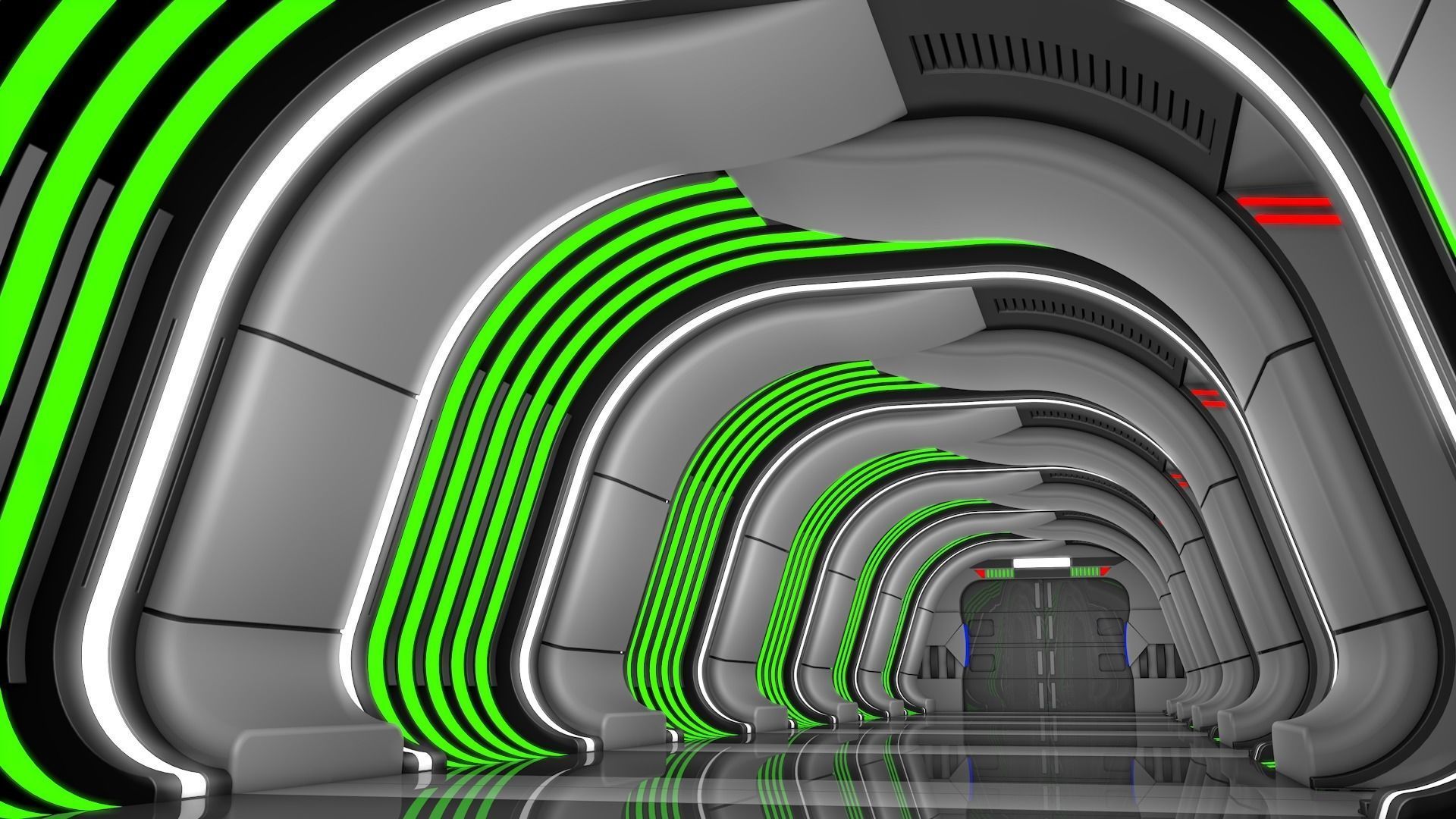 Sci Fi Corridor 3D model_2