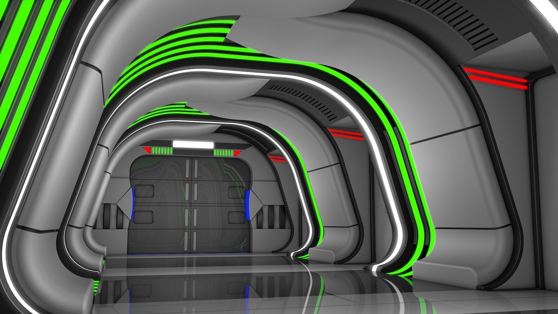 Sci Fi Corridor 3D model_6