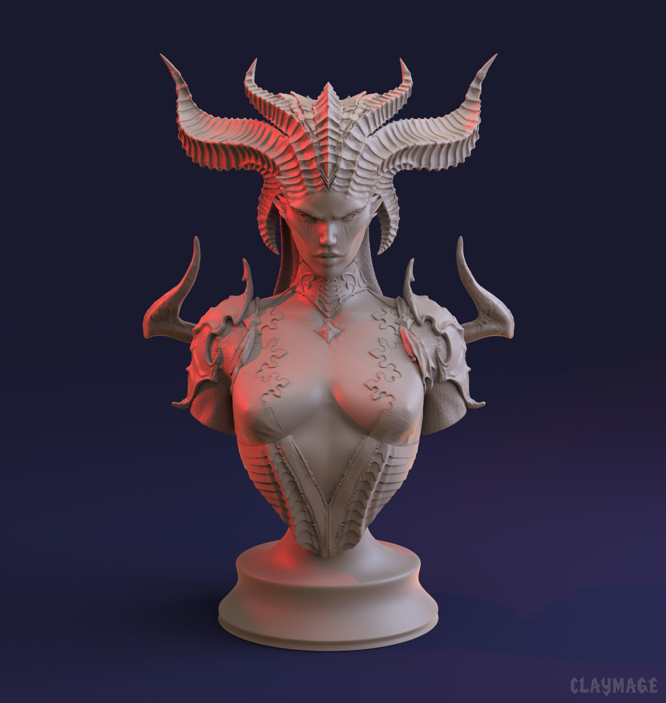 LILITH DIABLO IV BUST PRE-SUPPORTED AND UNSUPPORTED 3D print model_3