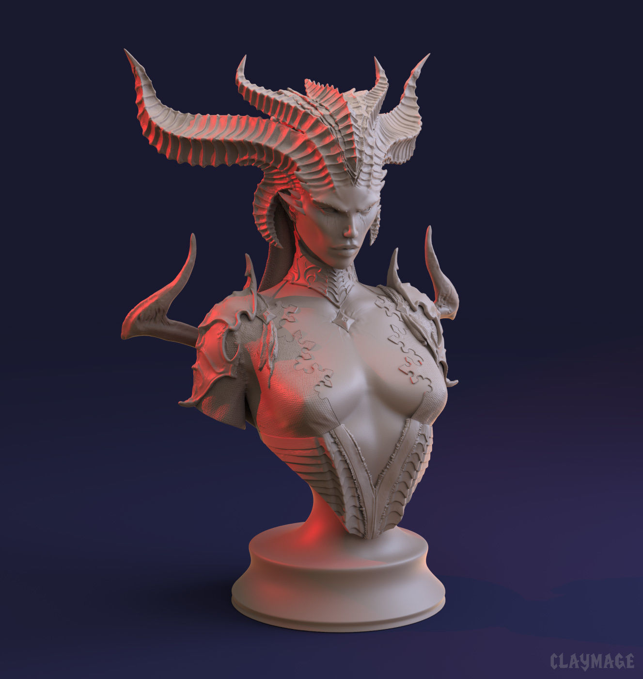 LILITH DIABLO IV BUST PRE-SUPPORTED AND UNSUPPORTED 3D print model_2