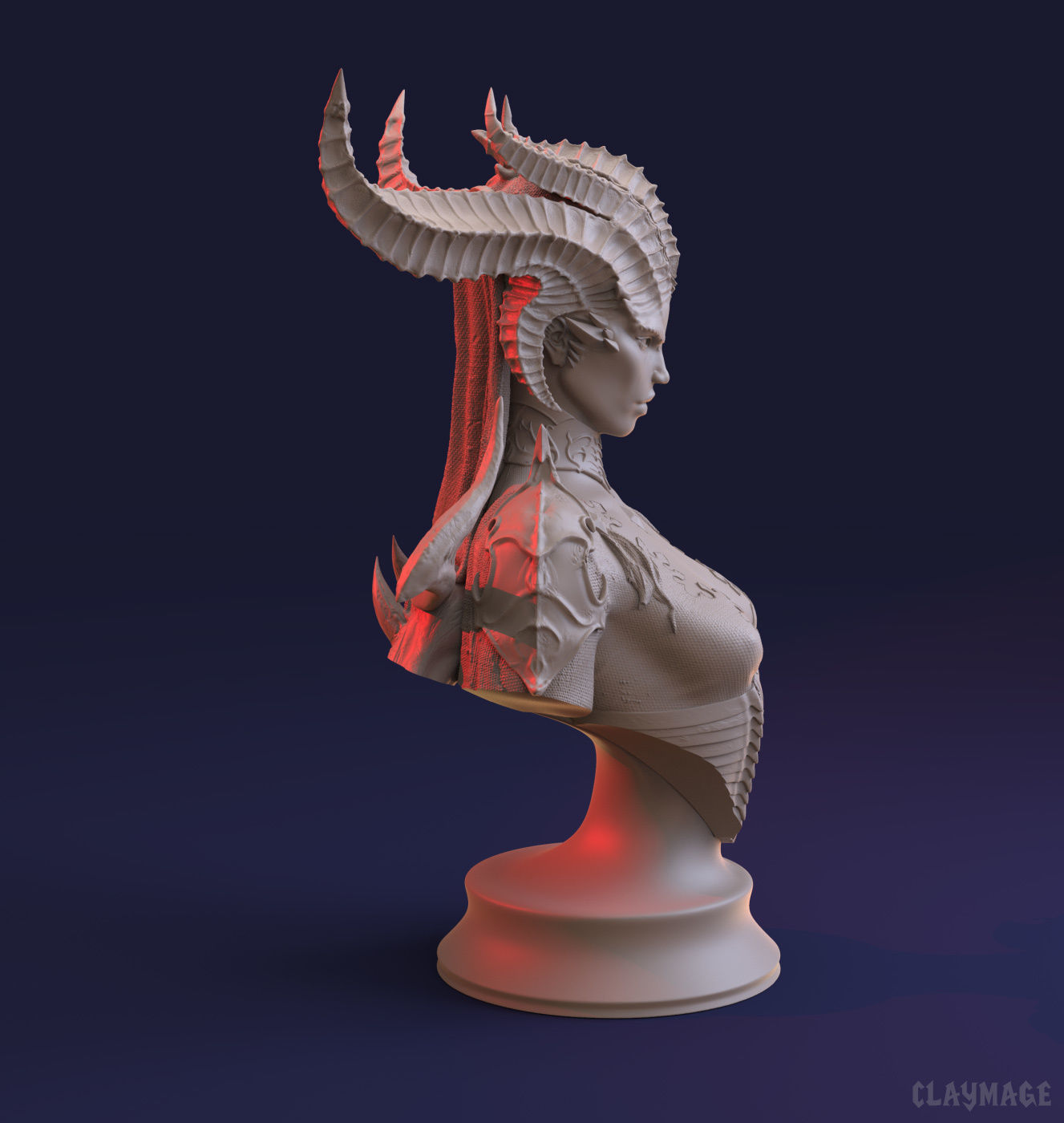 LILITH DIABLO IV BUST PRE-SUPPORTED AND UNSUPPORTED 3D print model_4