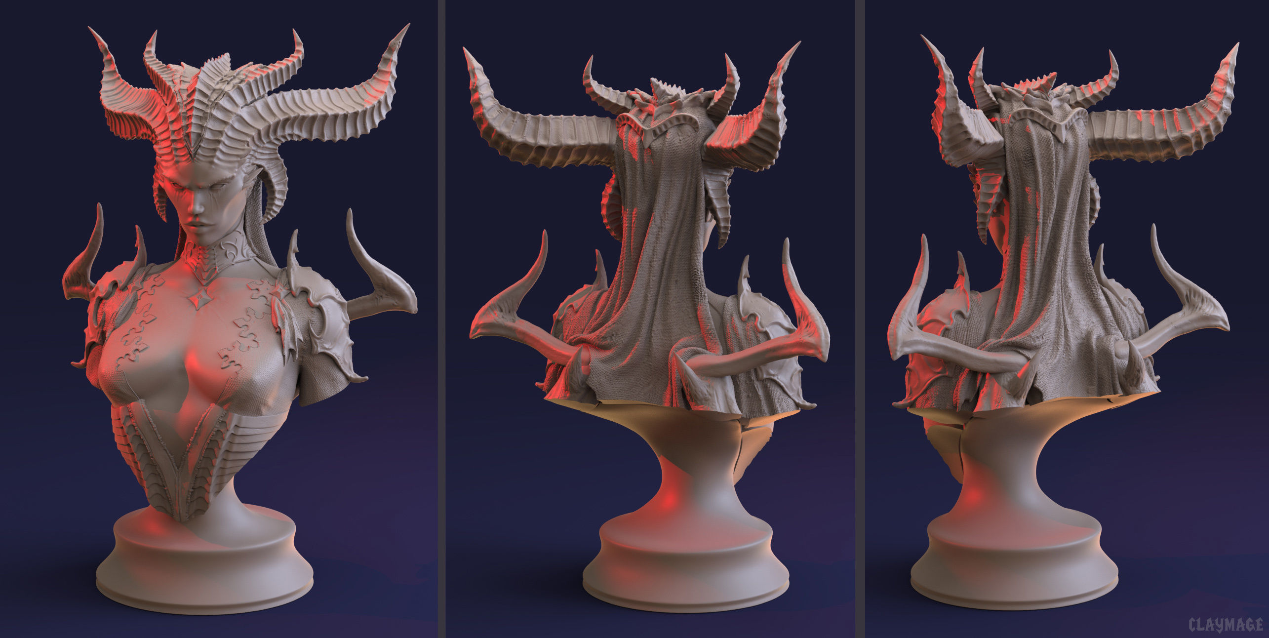 LILITH DIABLO IV BUST PRE-SUPPORTED AND UNSUPPORTED 3D print model_5