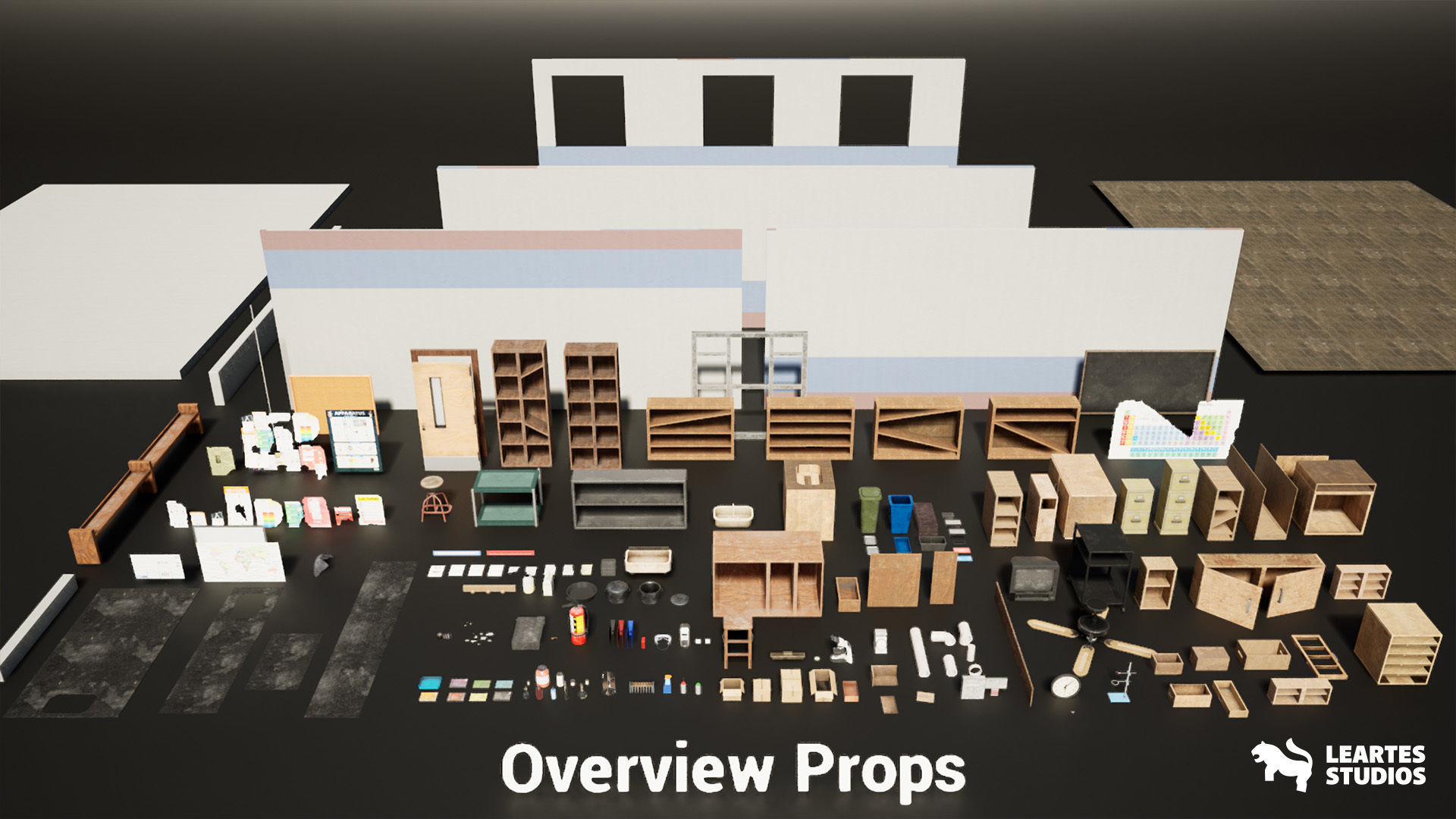 Abandoned Classroom Low-poly 3D model_13