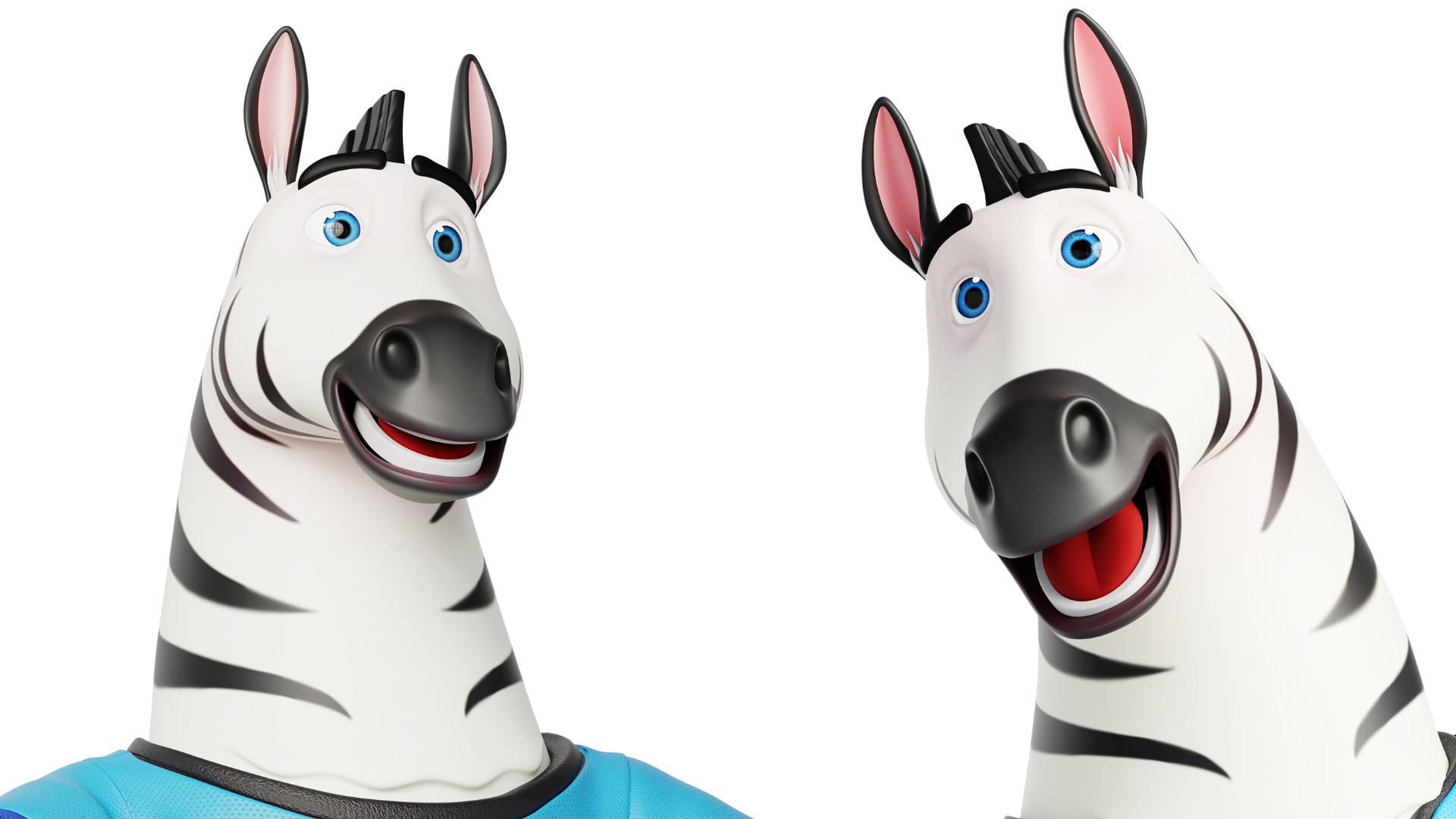 Cartoon Mascot Zebra Rigged Low-poly 3D model_26