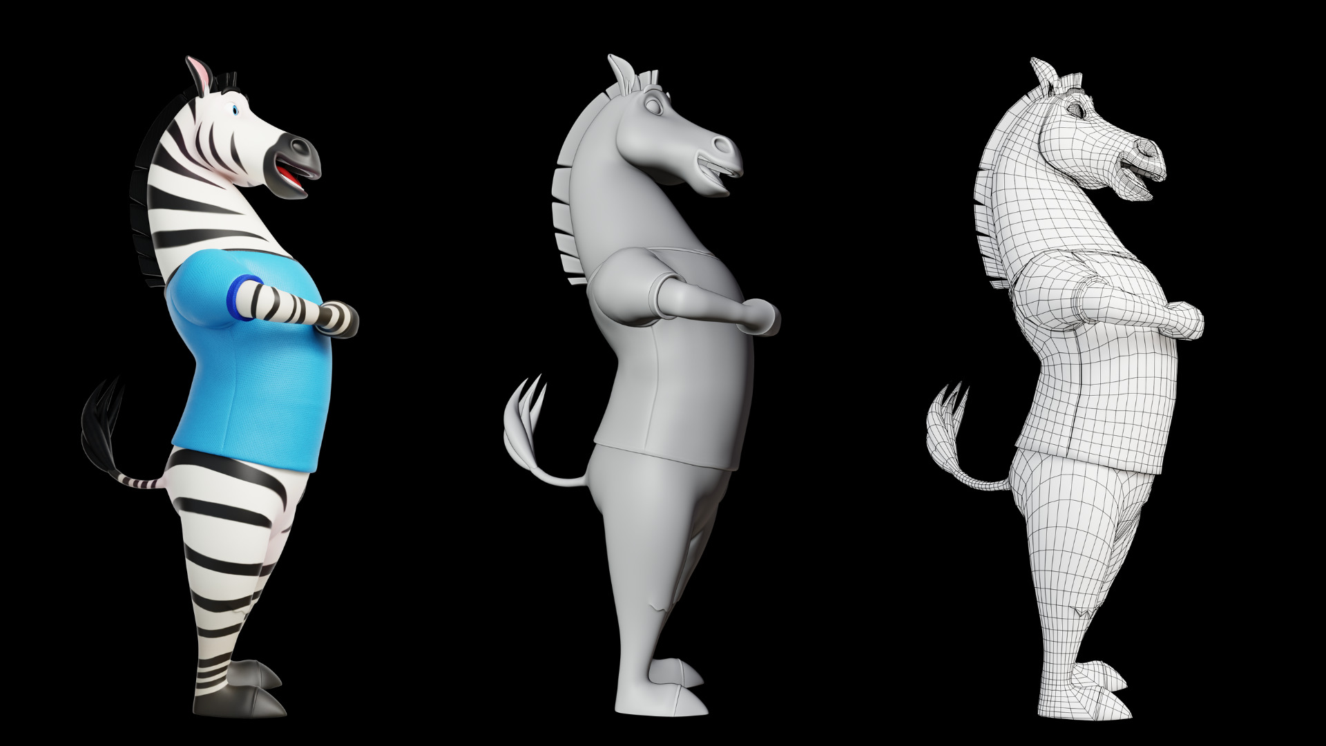 Cartoon Mascot Zebra Rigged Low-poly 3D model_23