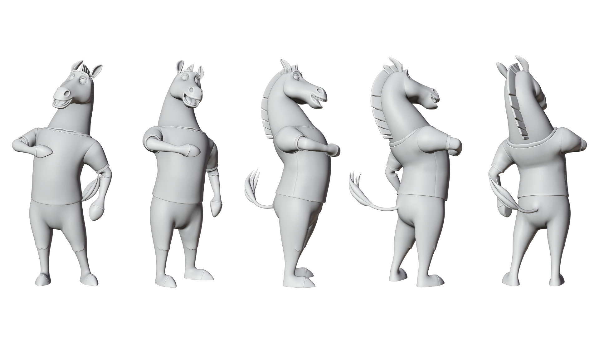 Cartoon Mascot Zebra Rigged Low-poly 3D model_16