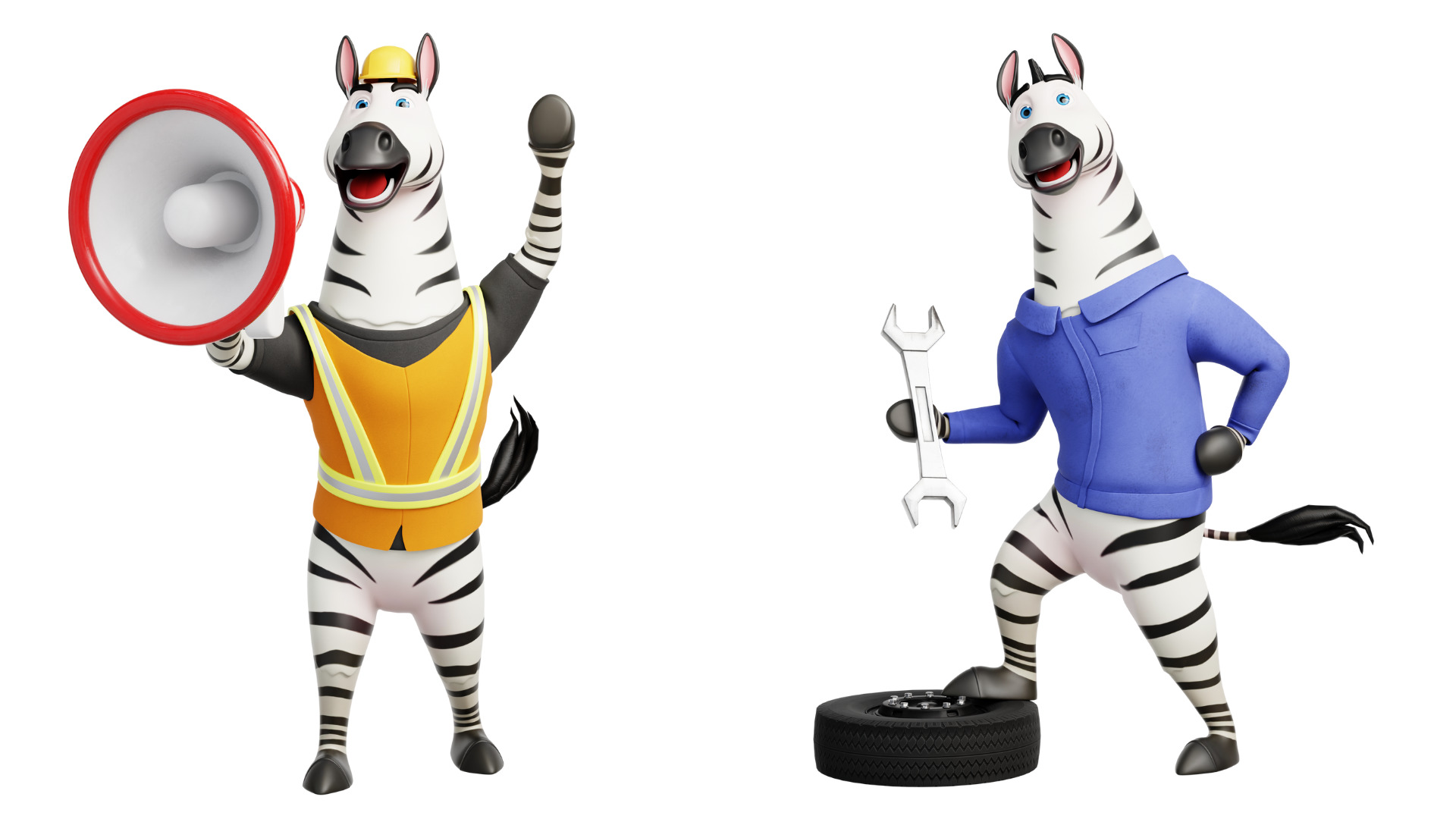 Cartoon Mascot Zebra Rigged Low-poly 3D model_4