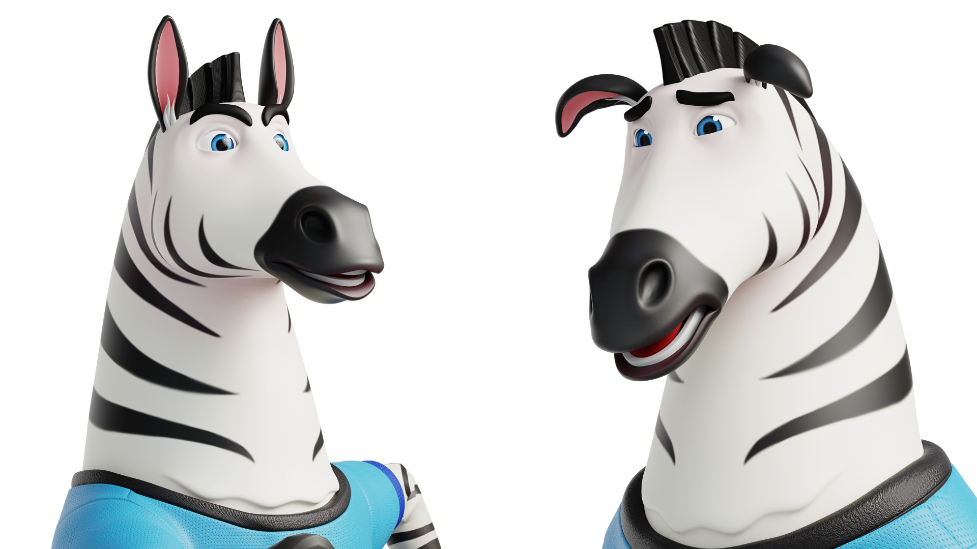 Cartoon Mascot Zebra Rigged Low-poly 3D model_28