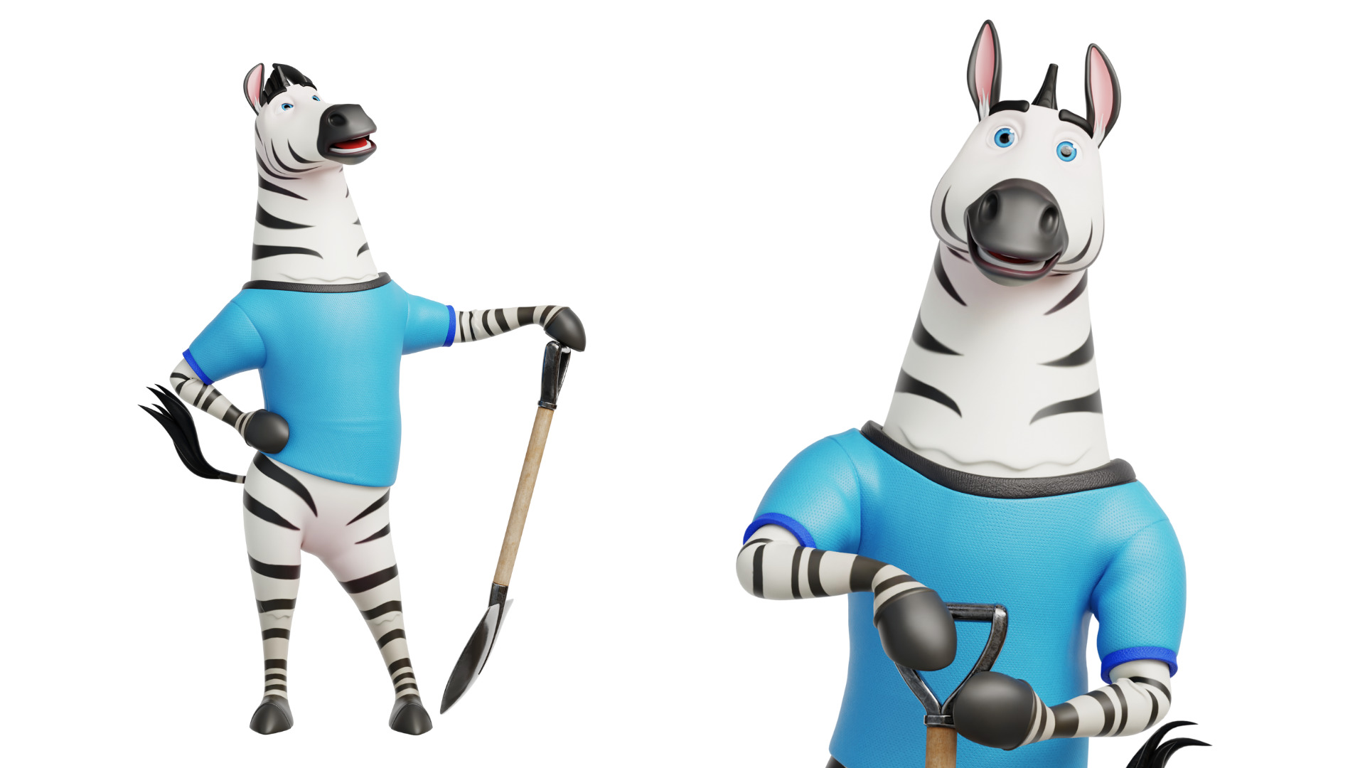 Cartoon Mascot Zebra Rigged Low-poly 3D model_22