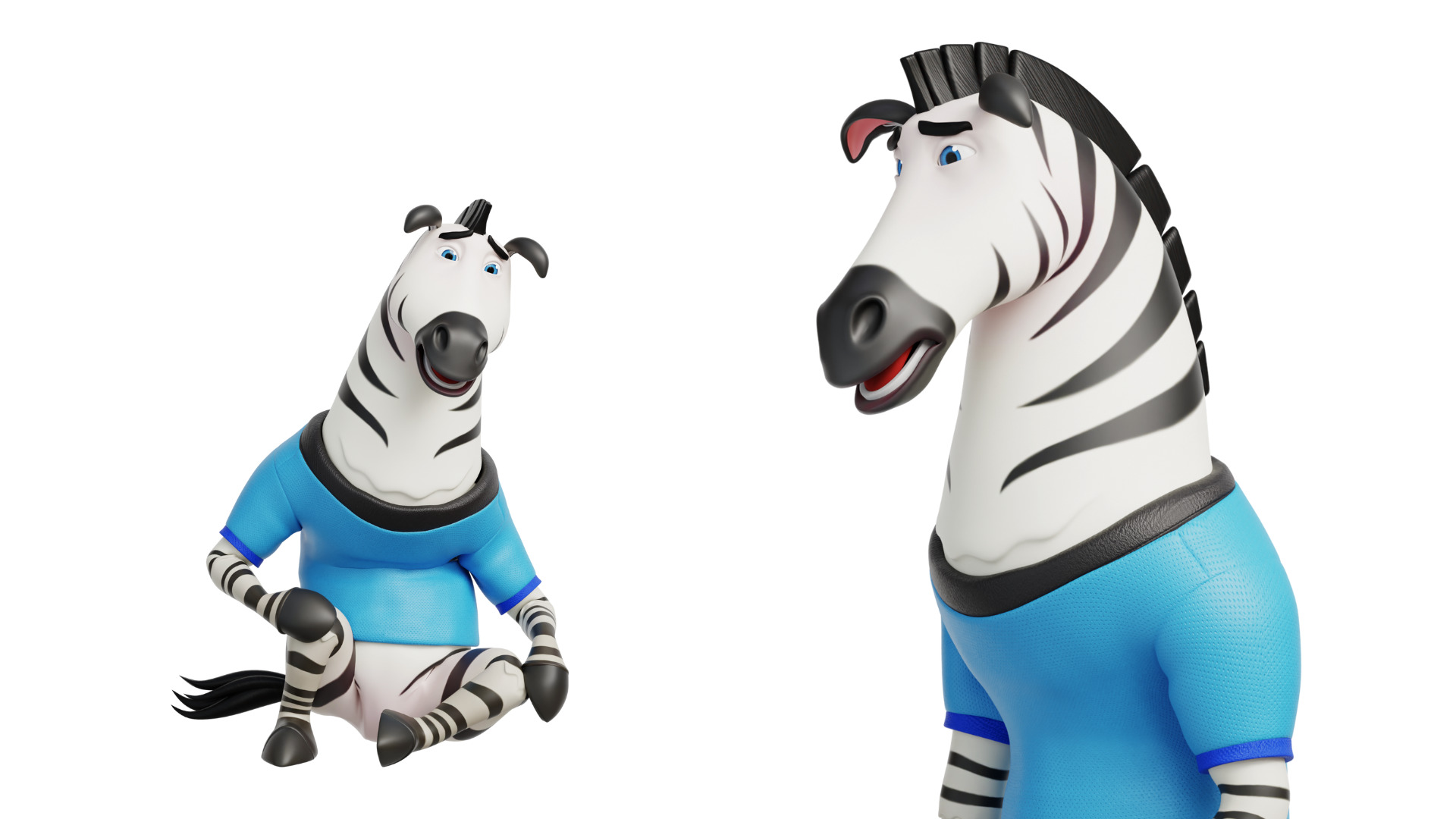 Cartoon Mascot Zebra Rigged Low-poly 3D model_29