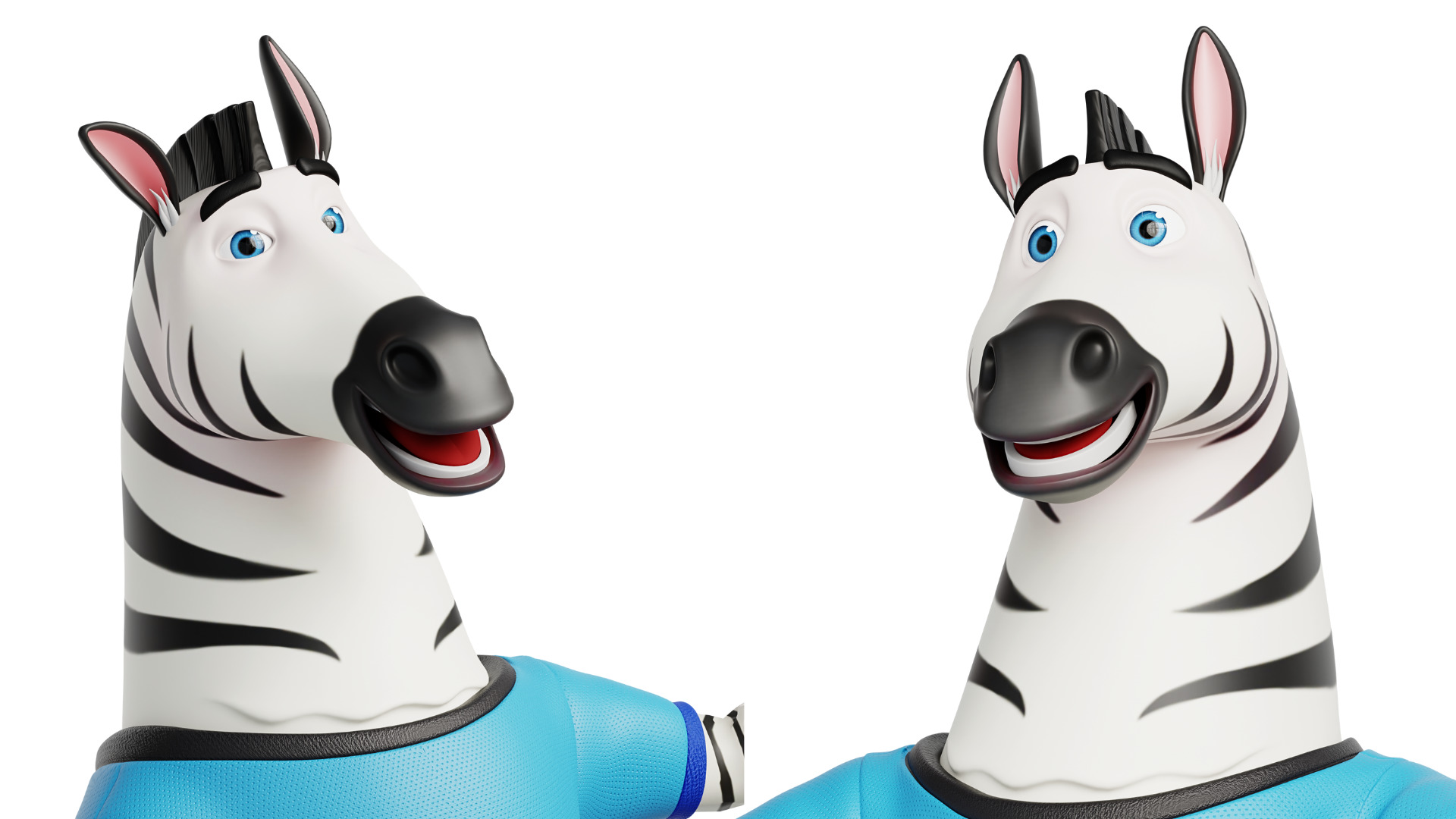 Cartoon Mascot Zebra Rigged Low-poly 3D model_27