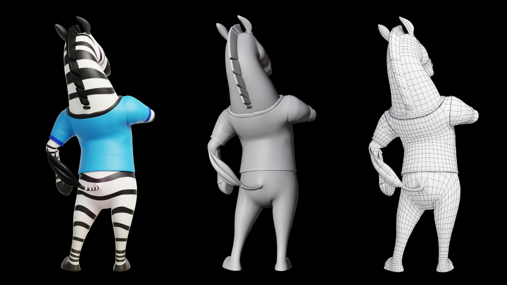 Cartoon Mascot Zebra Rigged Low-poly 3D model_14