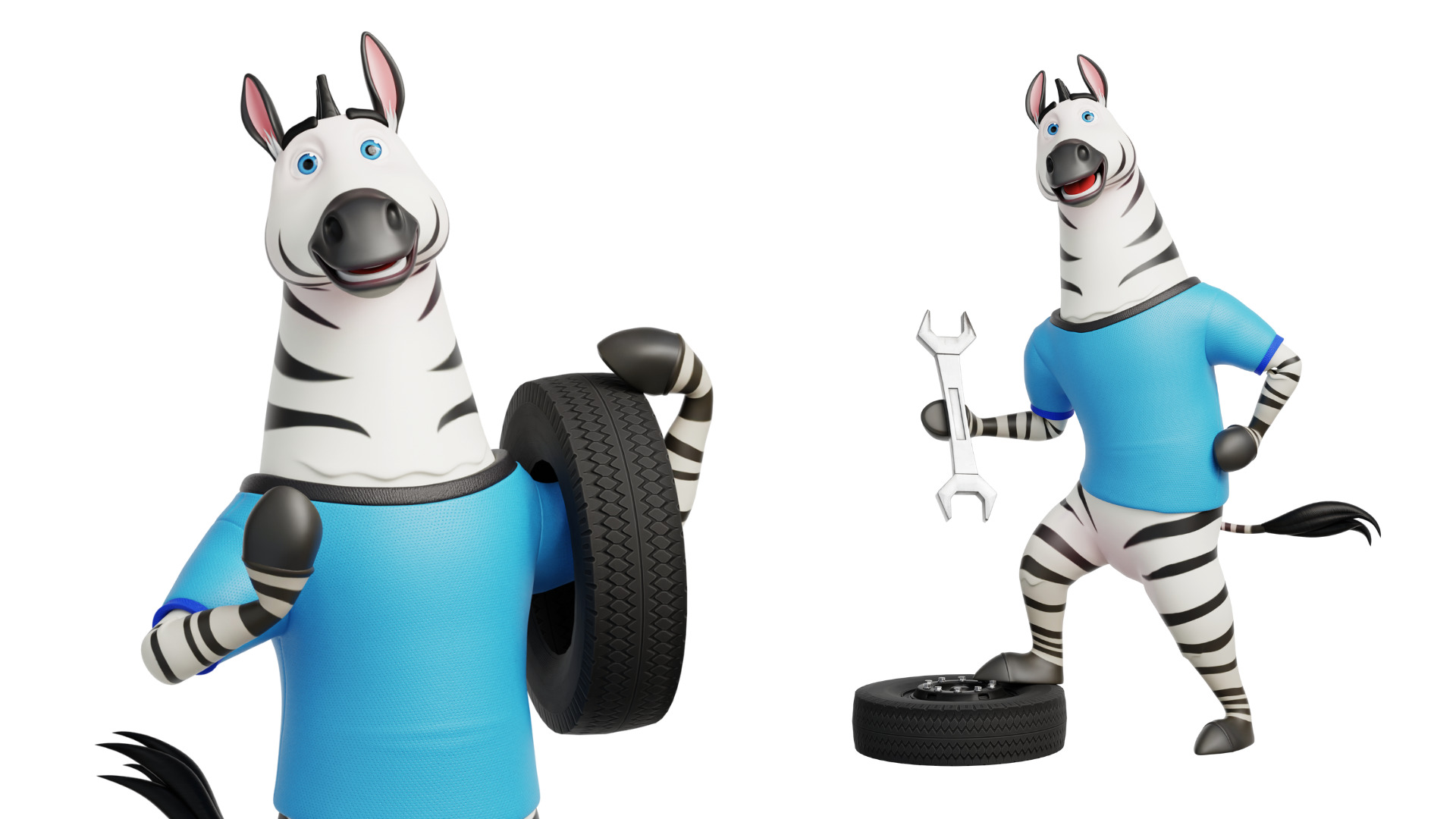 Cartoon Mascot Zebra Rigged Low-poly 3D model_30