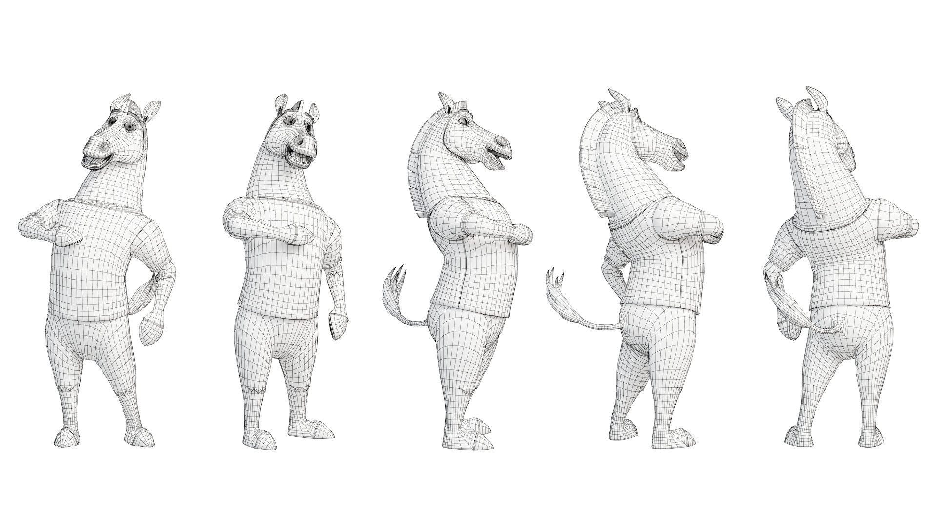 Cartoon Mascot Zebra Rigged Low-poly 3D model_21