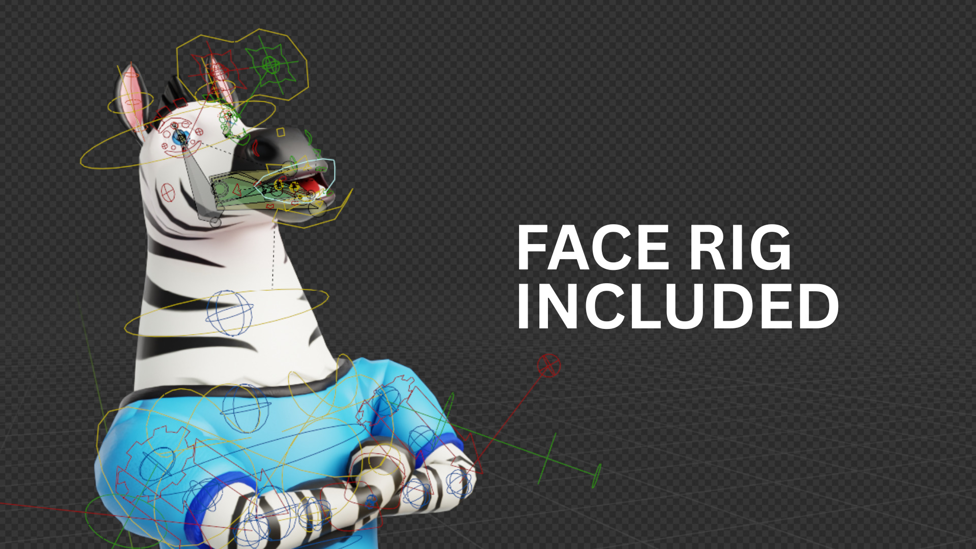 Cartoon Mascot Zebra Rigged Low-poly 3D model_6