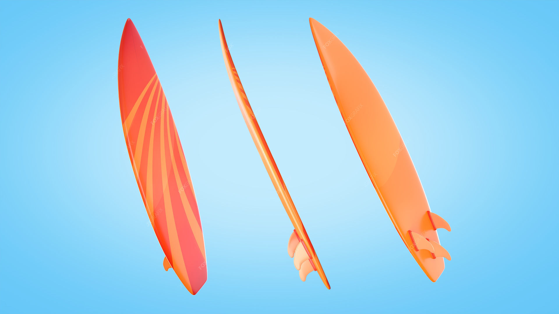 Surfboards Low-poly 3D model_4